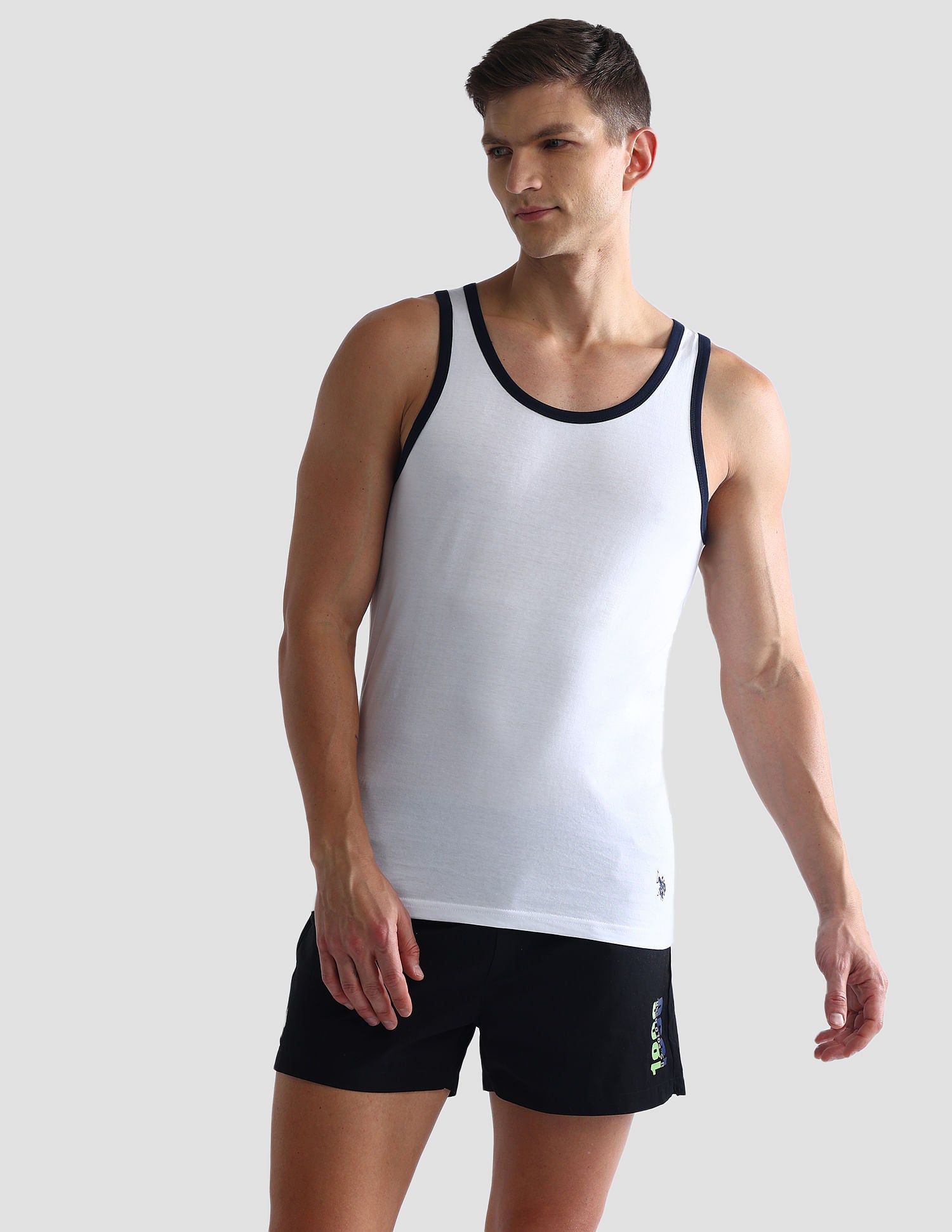 Contrast Binding Cotton OEV01 Vest - Pack Of 1 White - U.S. POLO ASSN. | Large