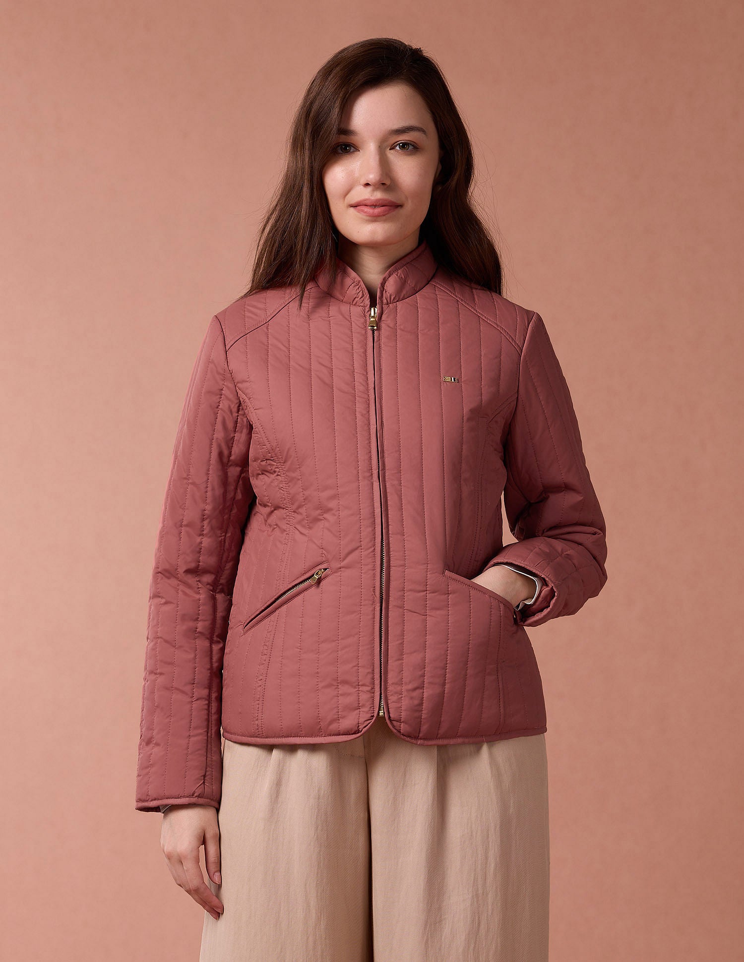 High Neck Puffer Jacket Dark Peach - U.S. POLO ASSN. | Large