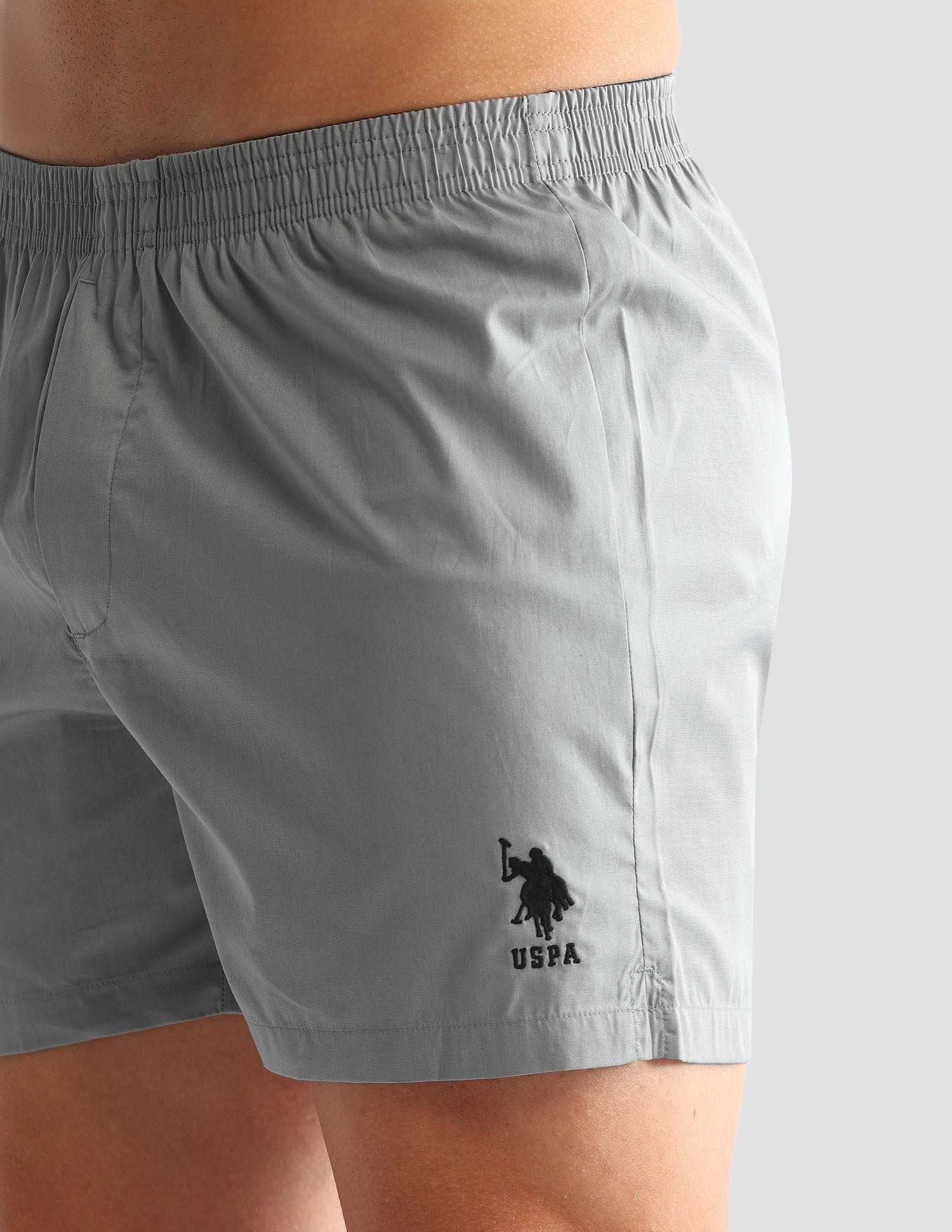 Solid Cotton OEX07 Boxers - Pack Of 1 Neutral Grey - U.S. POLO ASSN. | Large