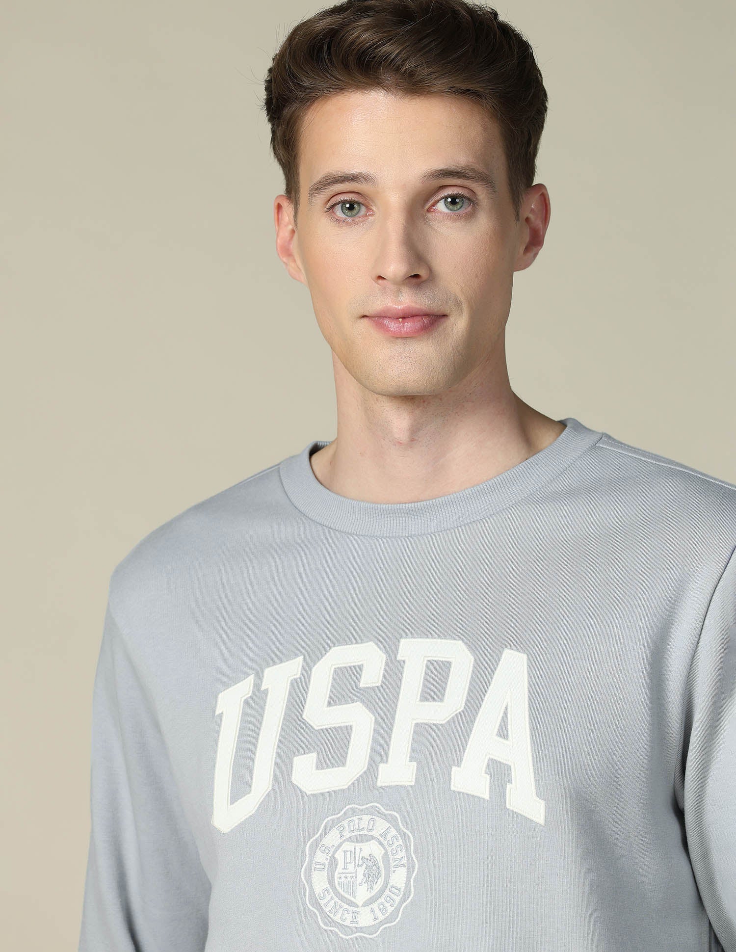Brand Embroidered Regular Fit Sweatshirt Light Grey - U.S. POLO ASSN. | Large