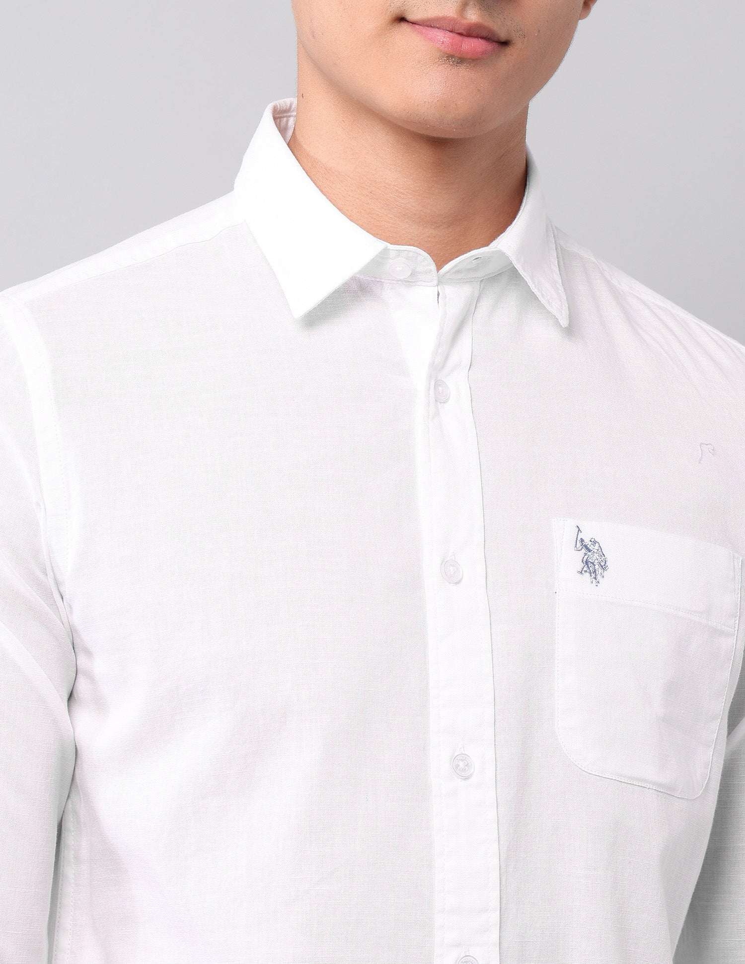 Solid Pure Cotton Shirt White - U.S. Polo Assn. India | Large