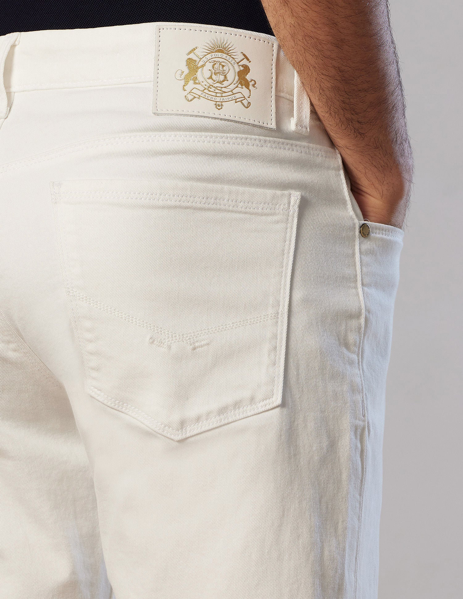 Buy Men Brandon Slim Tapered Fit White Jeans Polo Assn