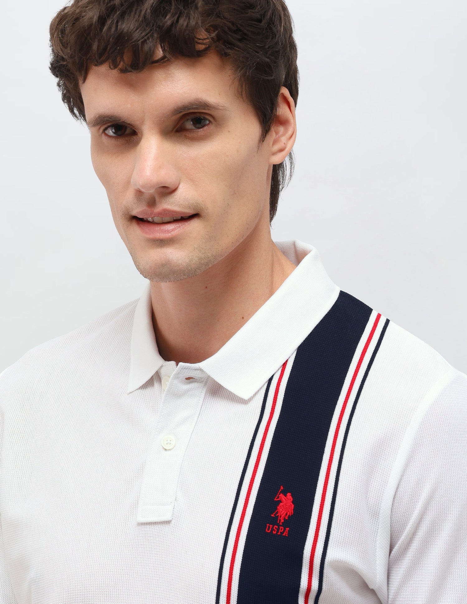 Vertical Striped Slim Fit Polo Shirt White - U.S. Polo Assn. India | Large
