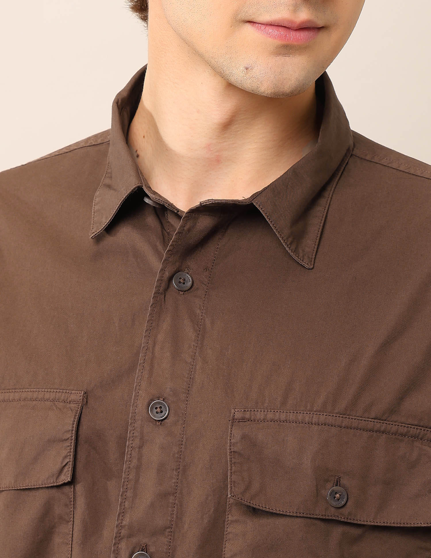 Pure Cotton Regular Fit Twill Shirt Rust - U.S. Polo Assn. India | Large