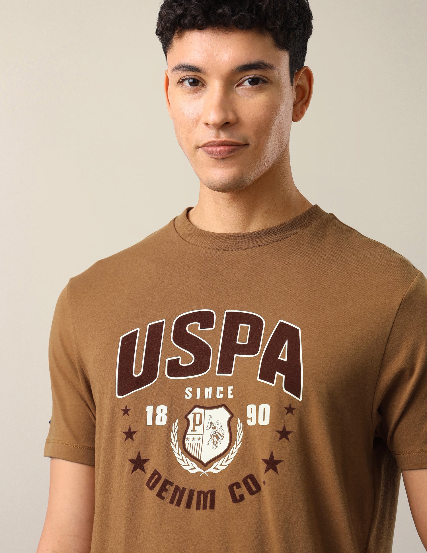 Graphic Brand Printed Slim Fit T-Shirt Bronze - U.S. Polo Assn. India | Large