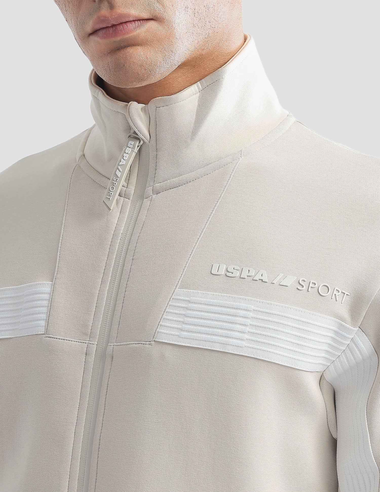 Slim Fit Zipper Active Sweatshirt Beige - U.S. Polo Assn. India | Large