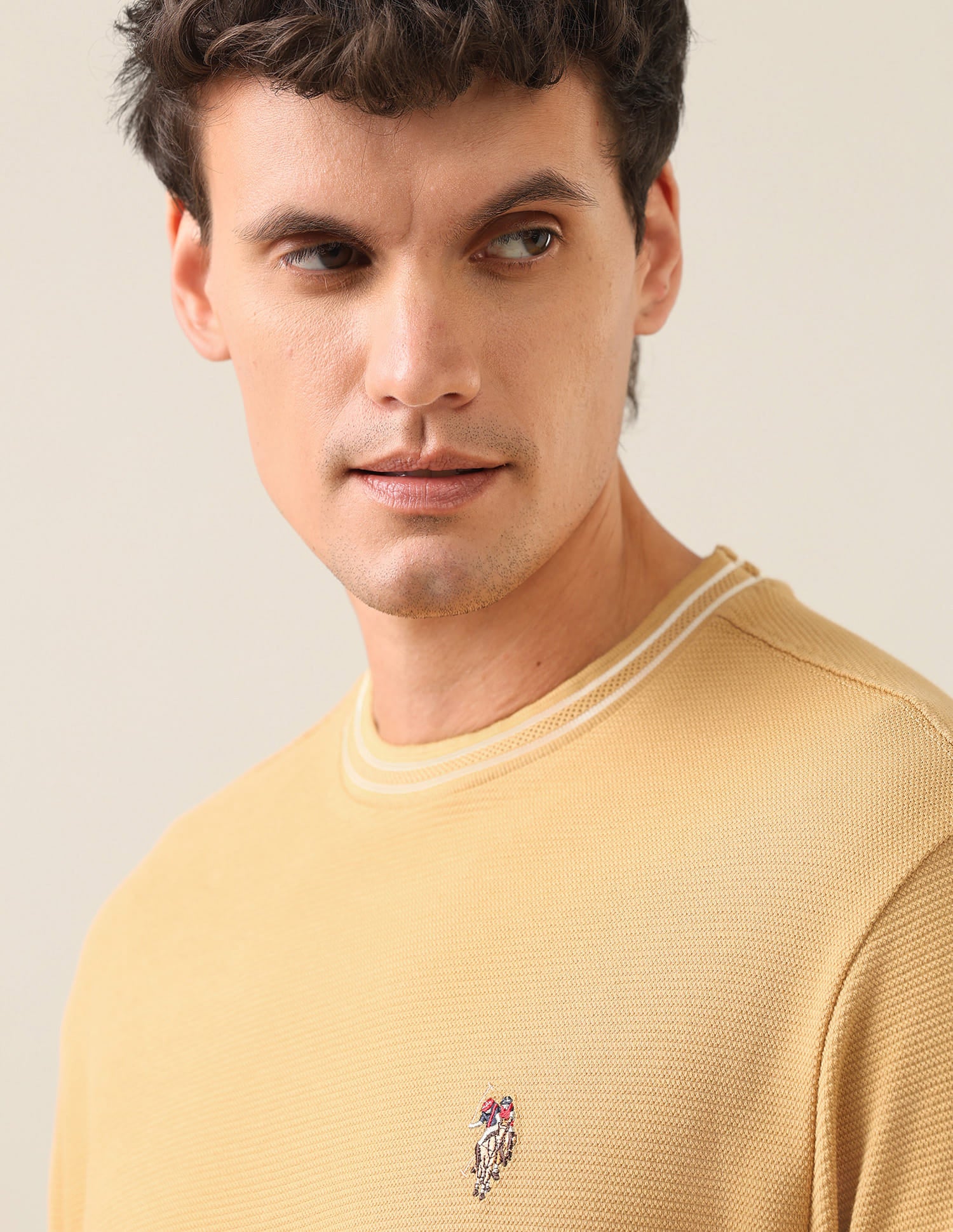 Solid Slim Fit T-Shirt Yellow - U.S. Polo Assn. India | Large