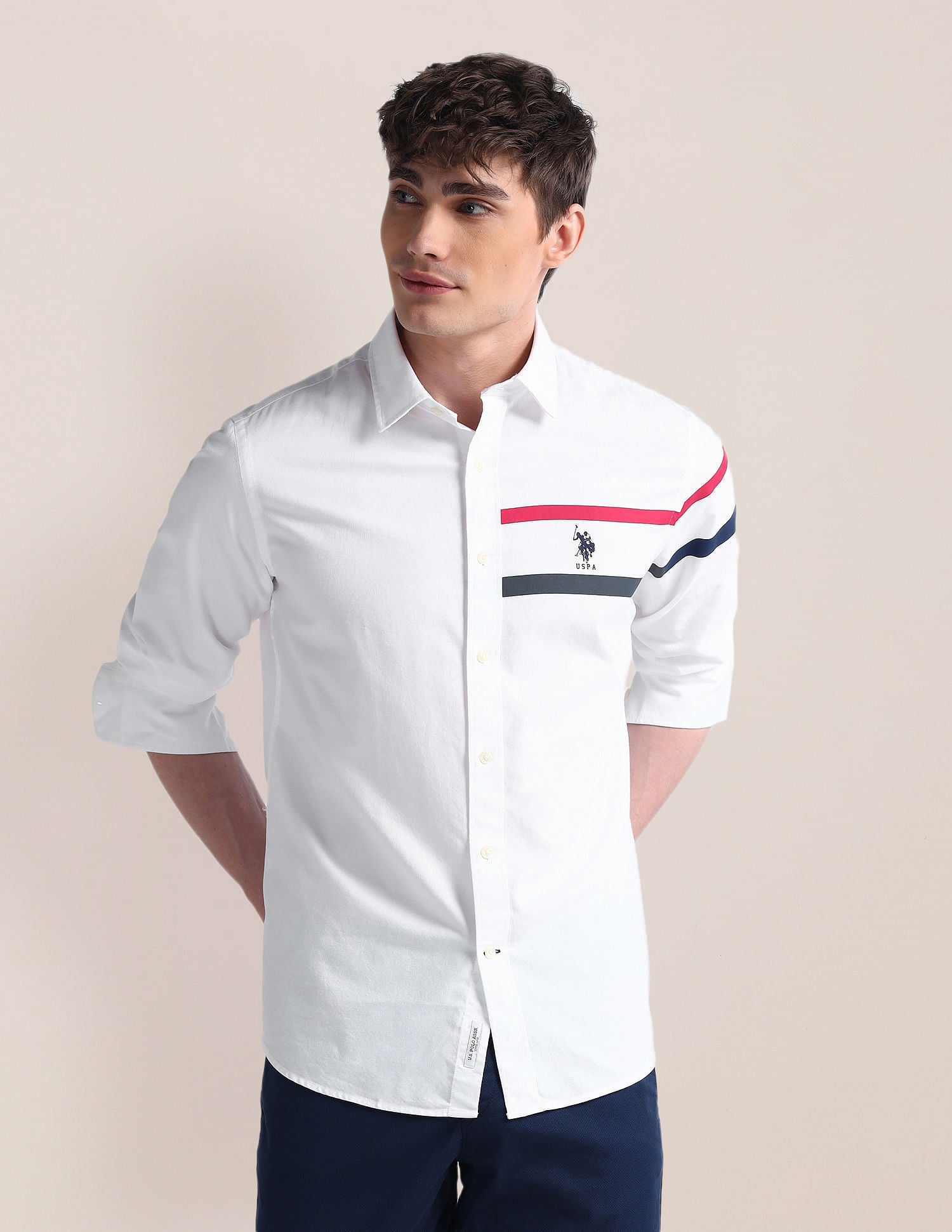 Long Sleeve Solid Brand Shirt White - U.S. POLO ASSN. | Large