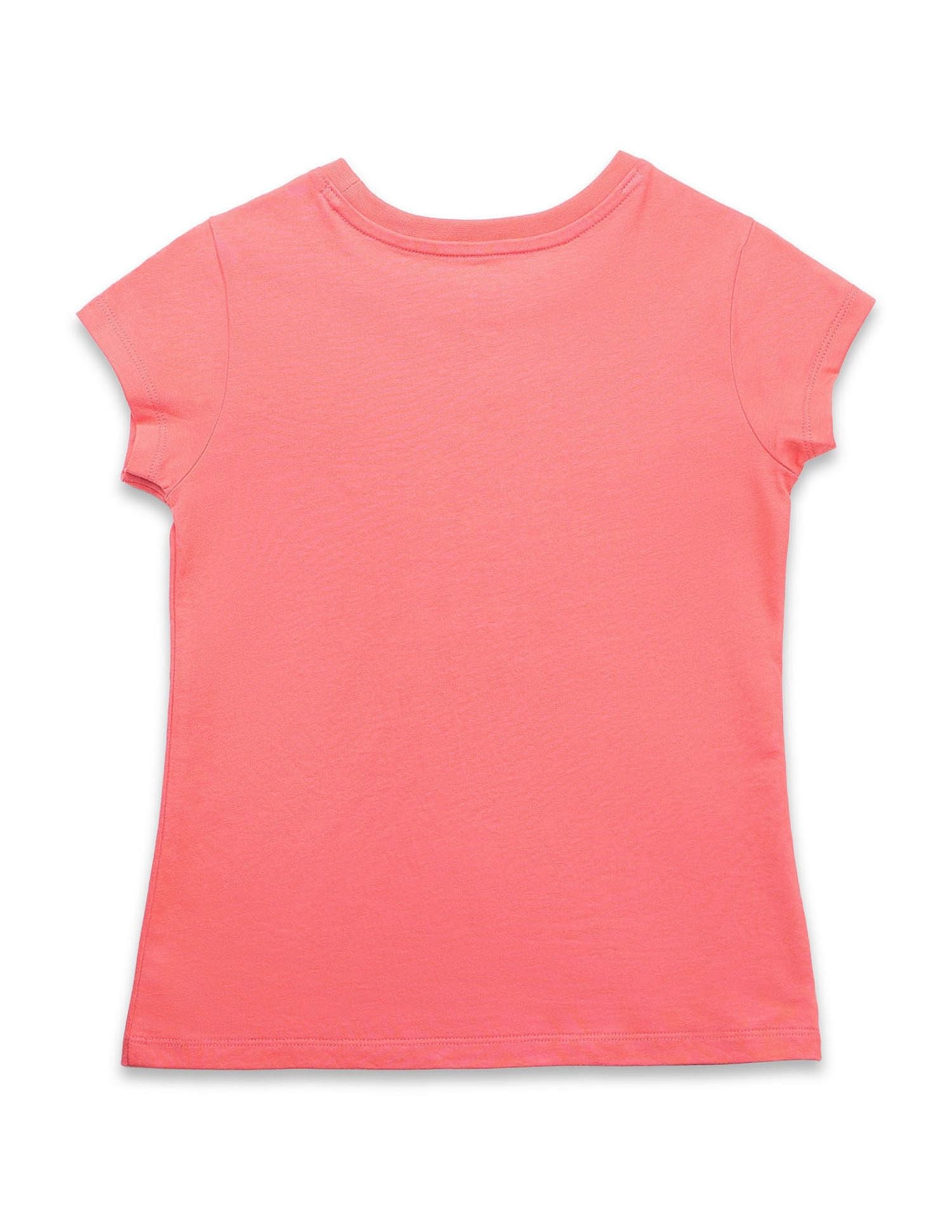 Girls Brand Printed Regular Fit T-Shirt Coral - U.S. POLO ASSN. | Large