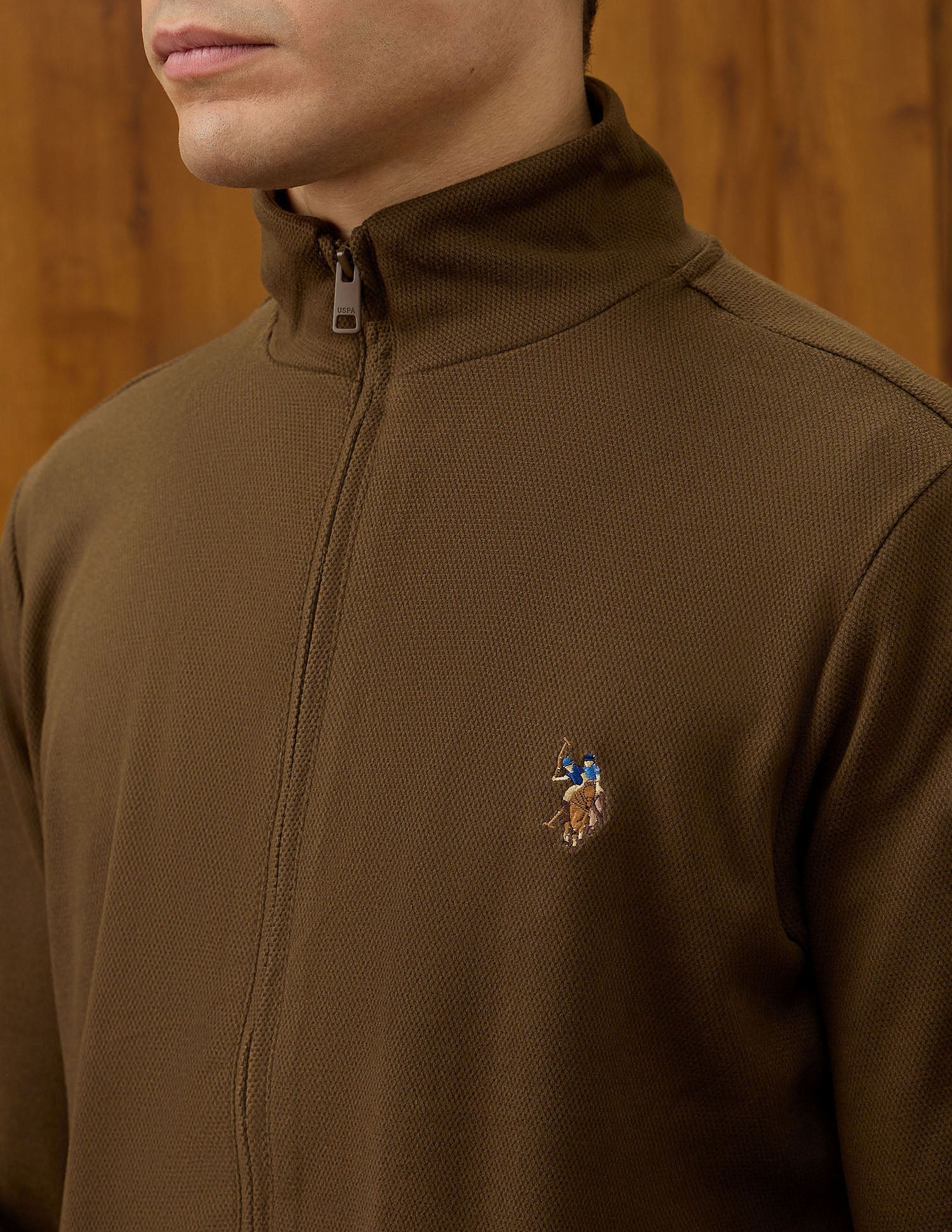 Equestrian Aisle Theater Textured Sweatshirt Dark Brown - U.S. POLO ASSN. | Large