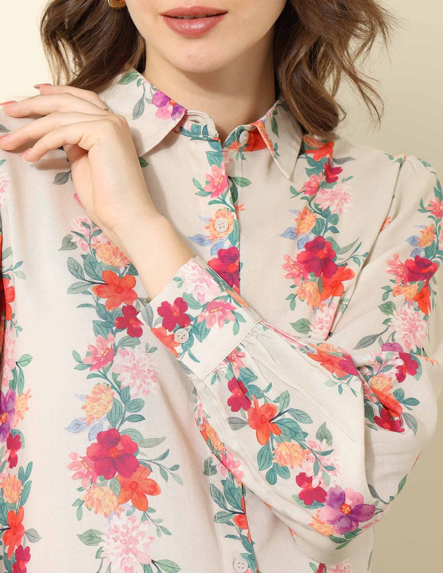 Floral Printed Regular Fit Shirt Grey - U.S. Polo Assn. India | Large