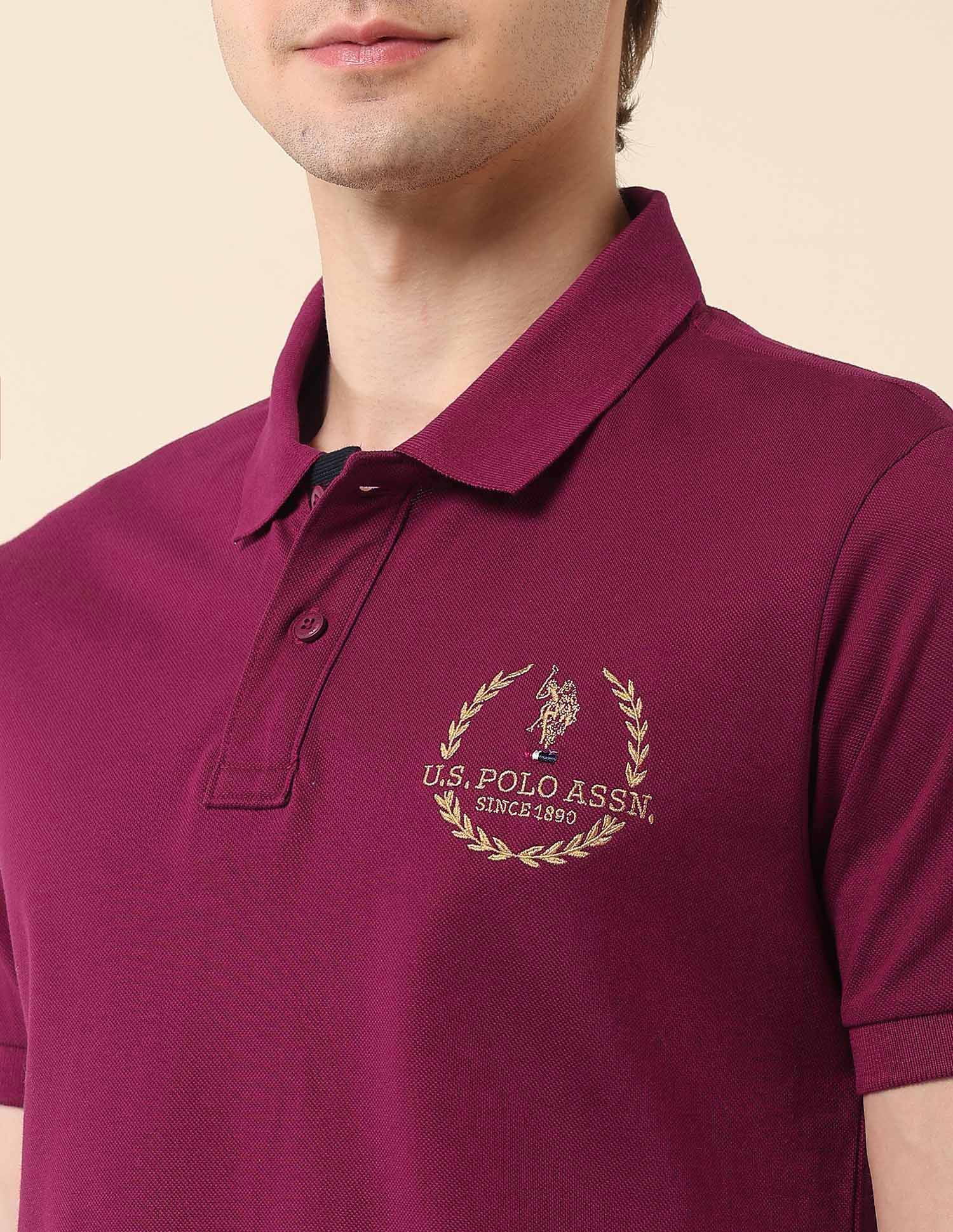 Pure Cotton Slim Fit Classic Polo Shirt Dark Red - U.S. Polo Assn. India | Large