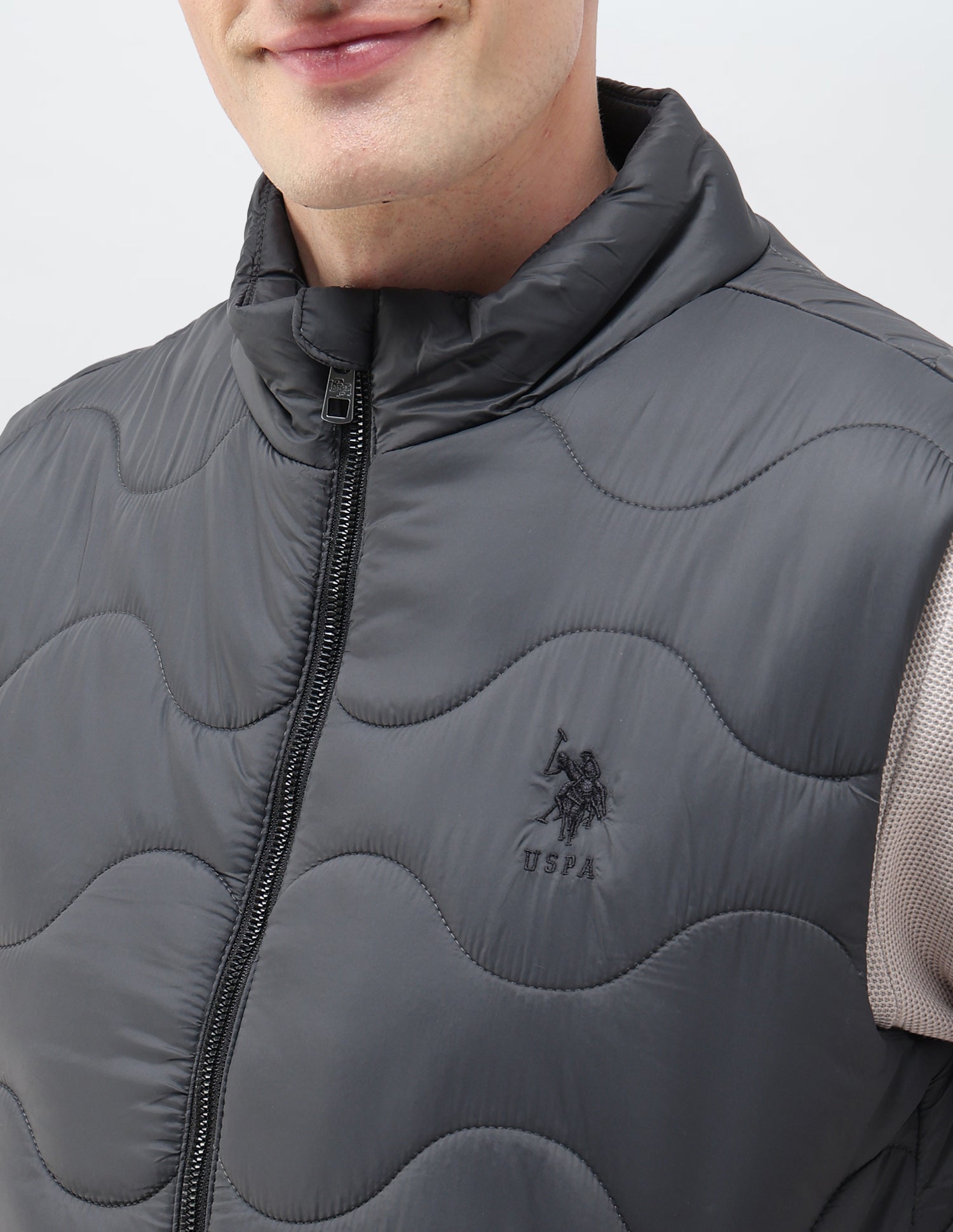Regular Fit Sleeveless Quilted Jacket Dark Grey - U.S. Polo Assn. India | Large