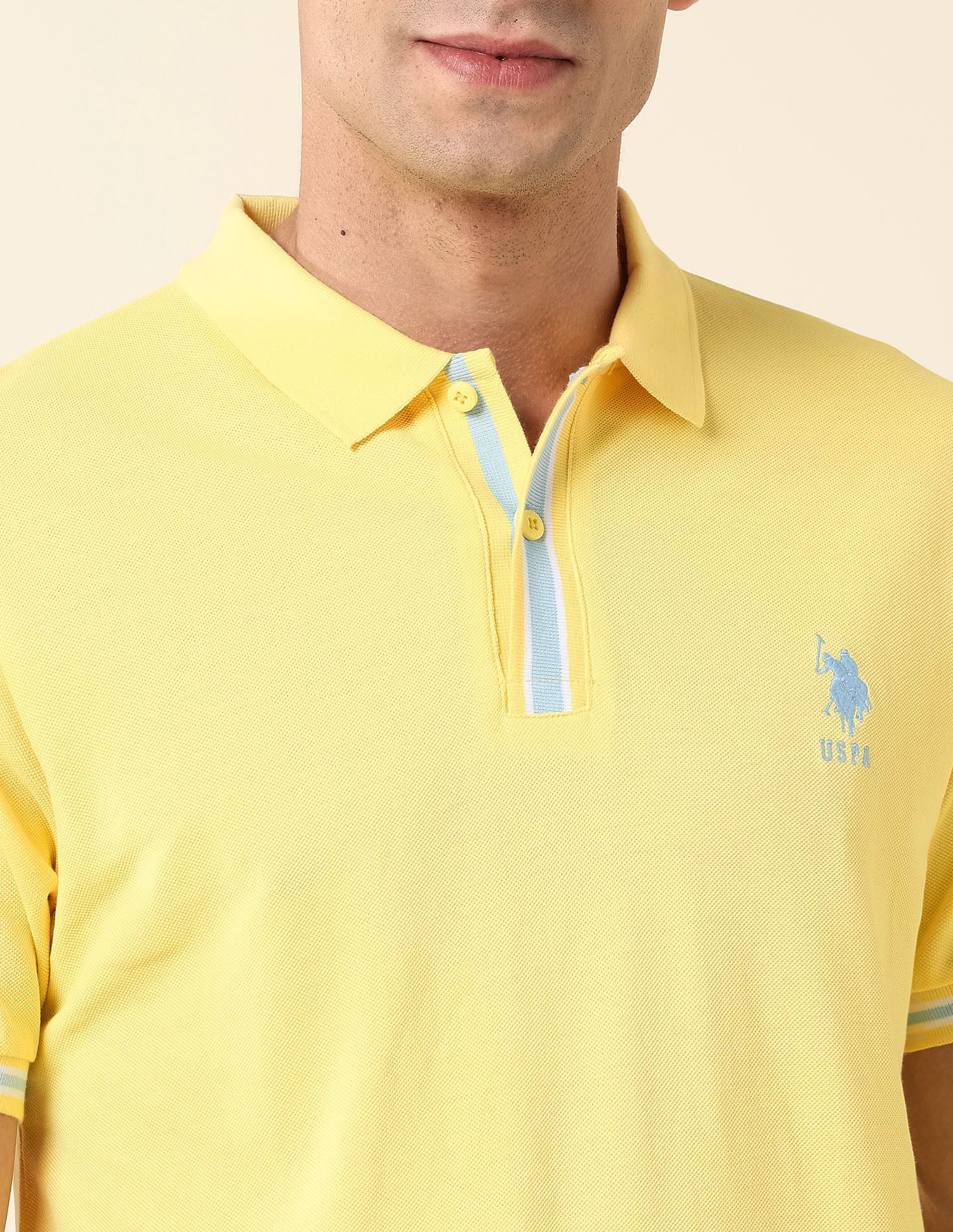 Pure Cotton Slim Fit Polo Shirt Yellow - U.S. Polo Assn. India | Large