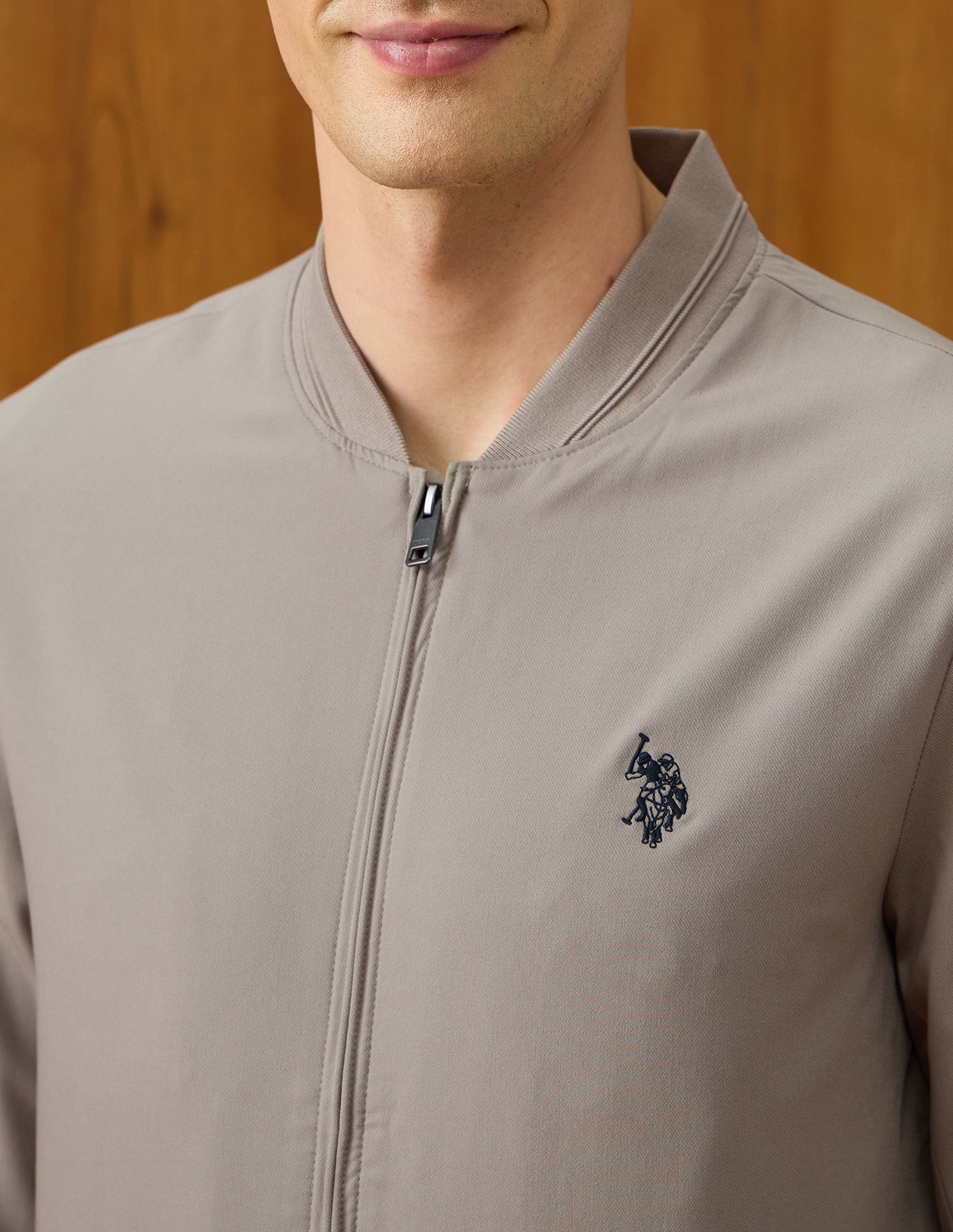 Solid Equestrian Aisle Theater Bomber Jacket Grey - U.S. Polo Assn. India | Large