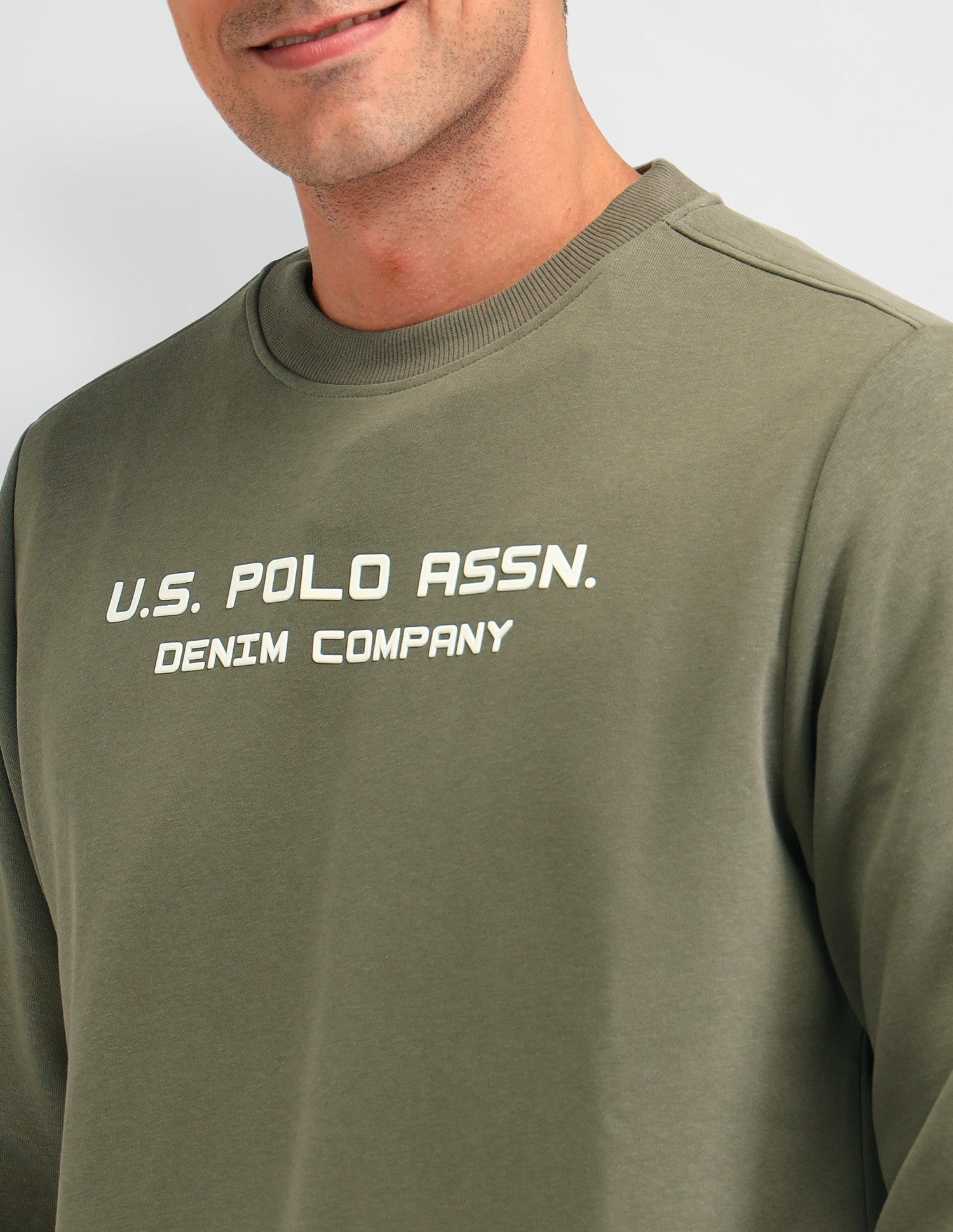 Brand Printed Regular Fit Sweatshirt Smoky Olive - U.S. POLO ASSN. | Large