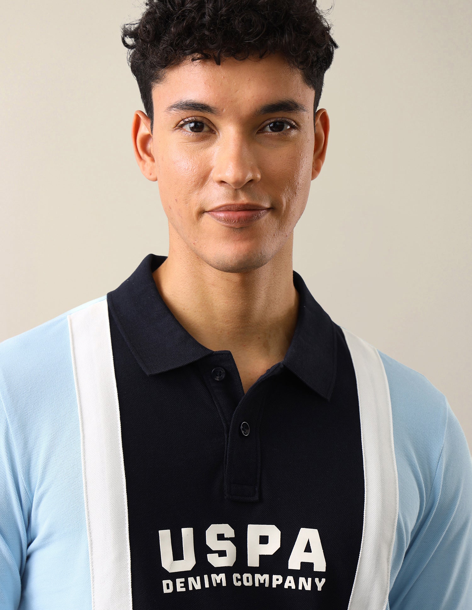 Colourblocked Slim Fit Polo Shirt Light Blue - U.S. Polo Assn. India | Large