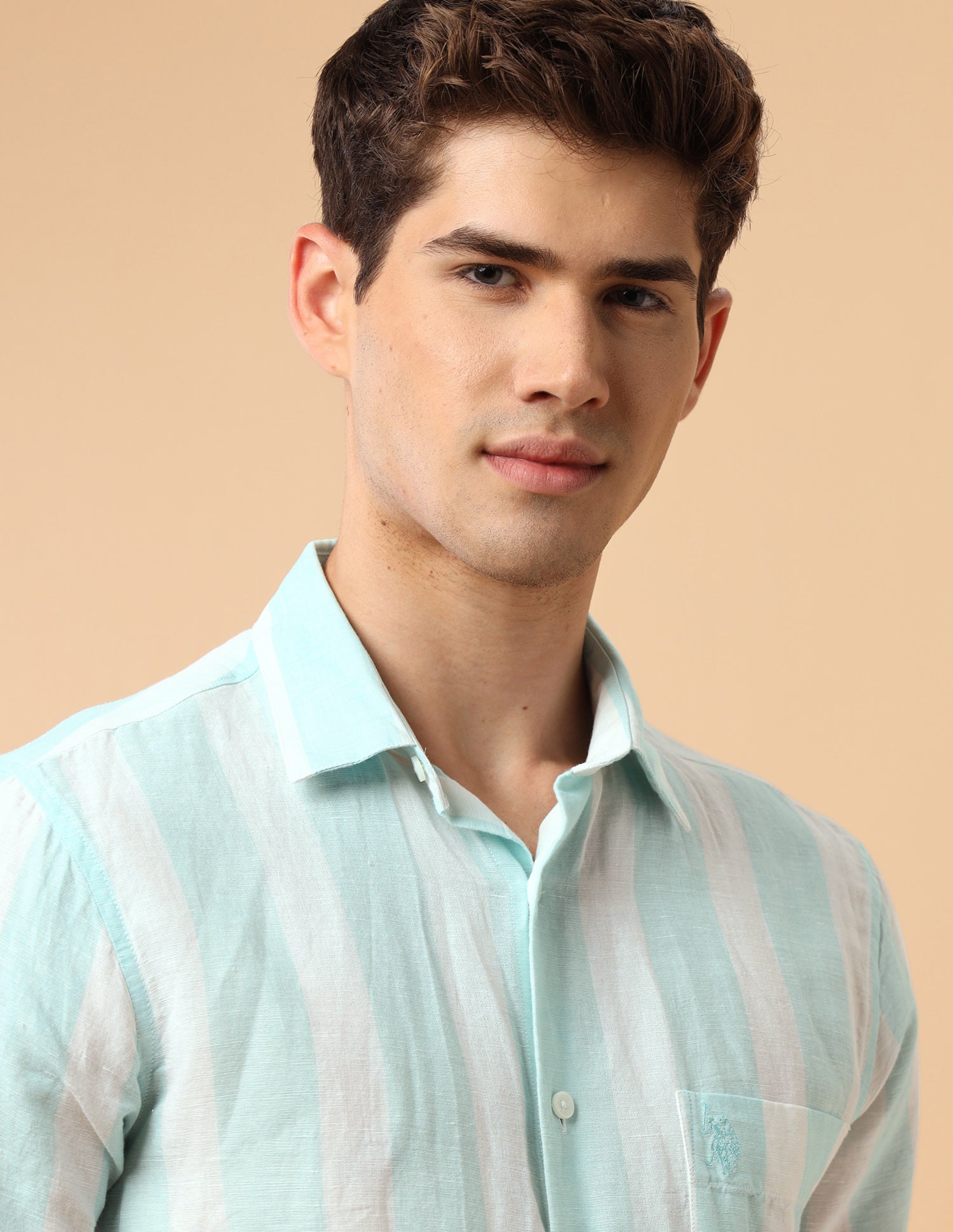 Pacho X Vertical Striped Regular Fit Shirt Aqua - U.S. Polo Assn. India | Large