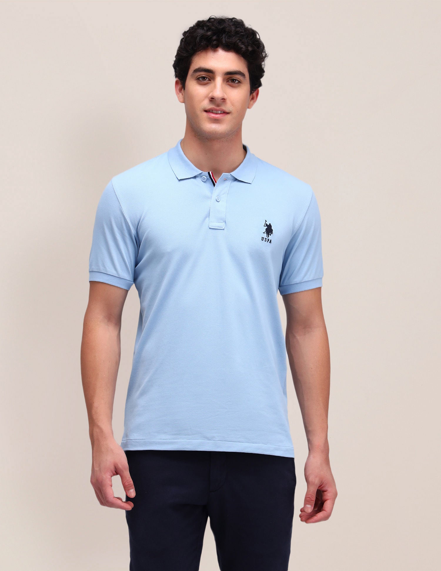 Slim Fit Solid Polo Shirt Blue - U.S. POLO ASSN. | Large