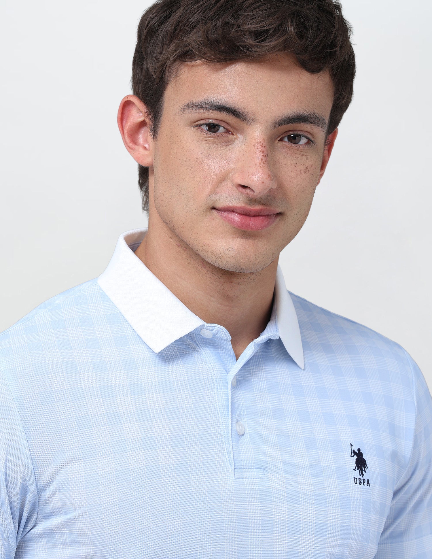 Checked Slim Fit Polo Shirt Light Blue - U.S. Polo Assn. India | Large
