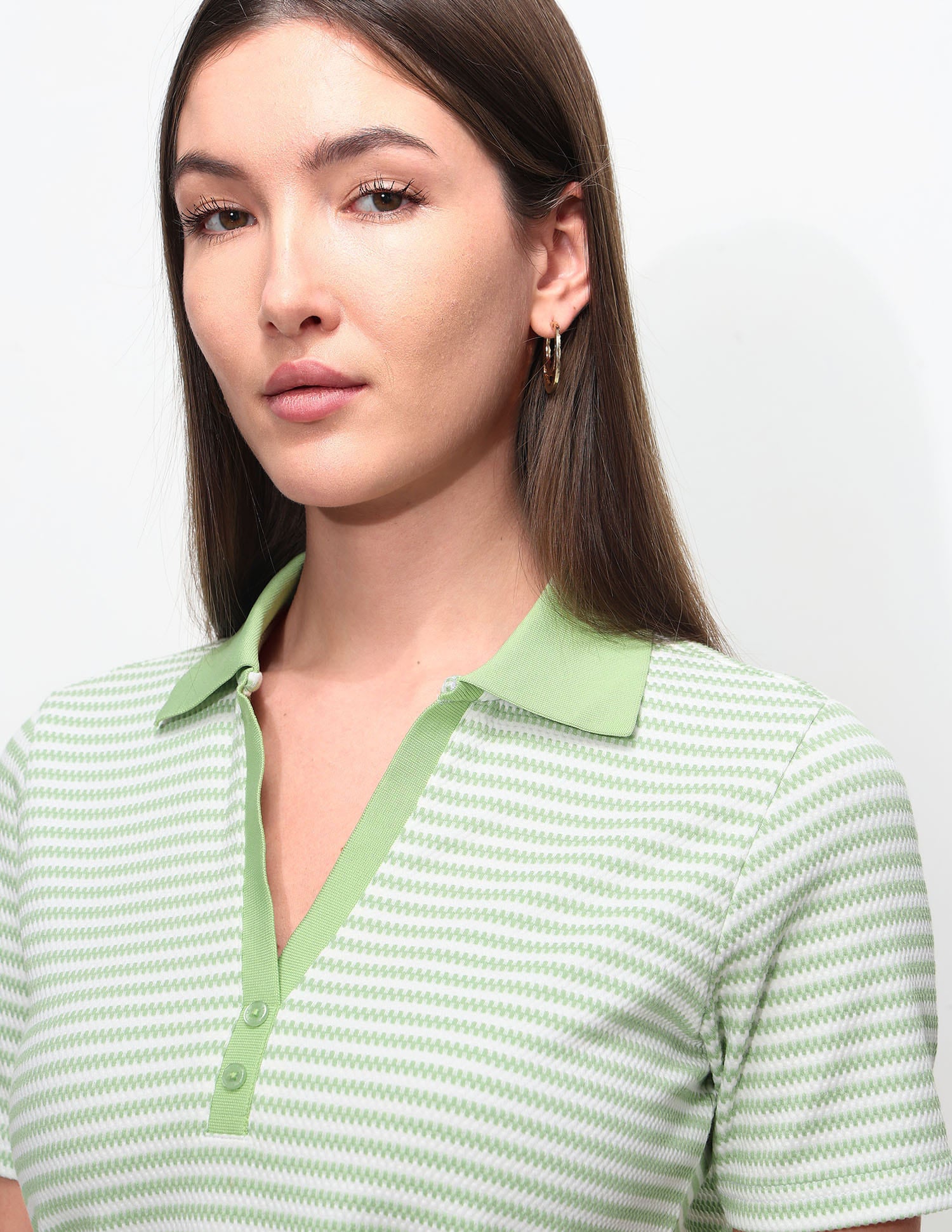 Textured Stripes Polo Shirt Green - U.S. Polo Assn. India | Large