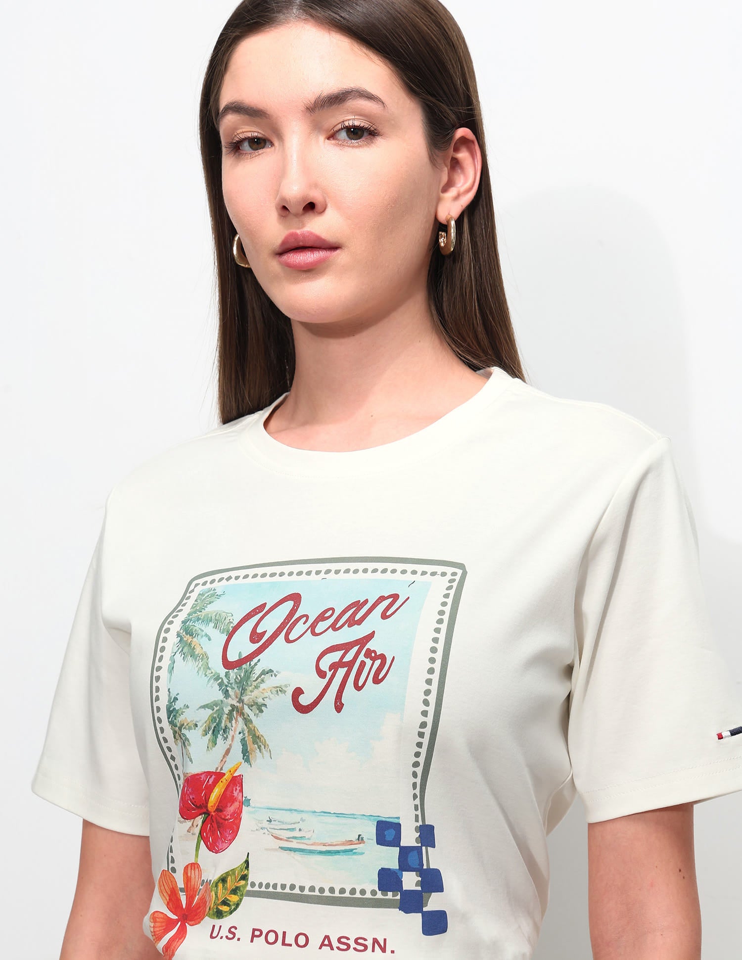 Boxy Fit Graphic Printed T-Shirt White - U.S. Polo Assn. India | Large