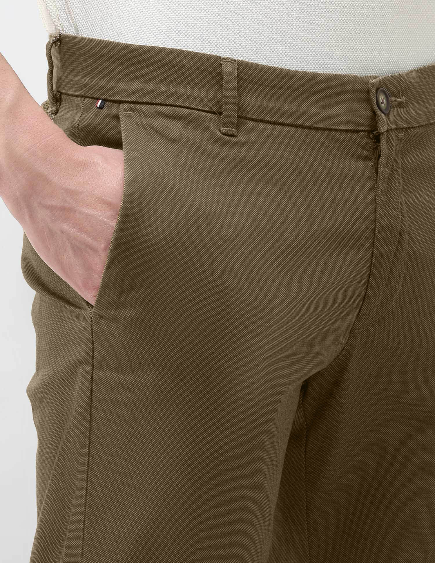 Super Slim Fit Satin Trousers Dark Khaki - U.S. Polo Assn. India | Large