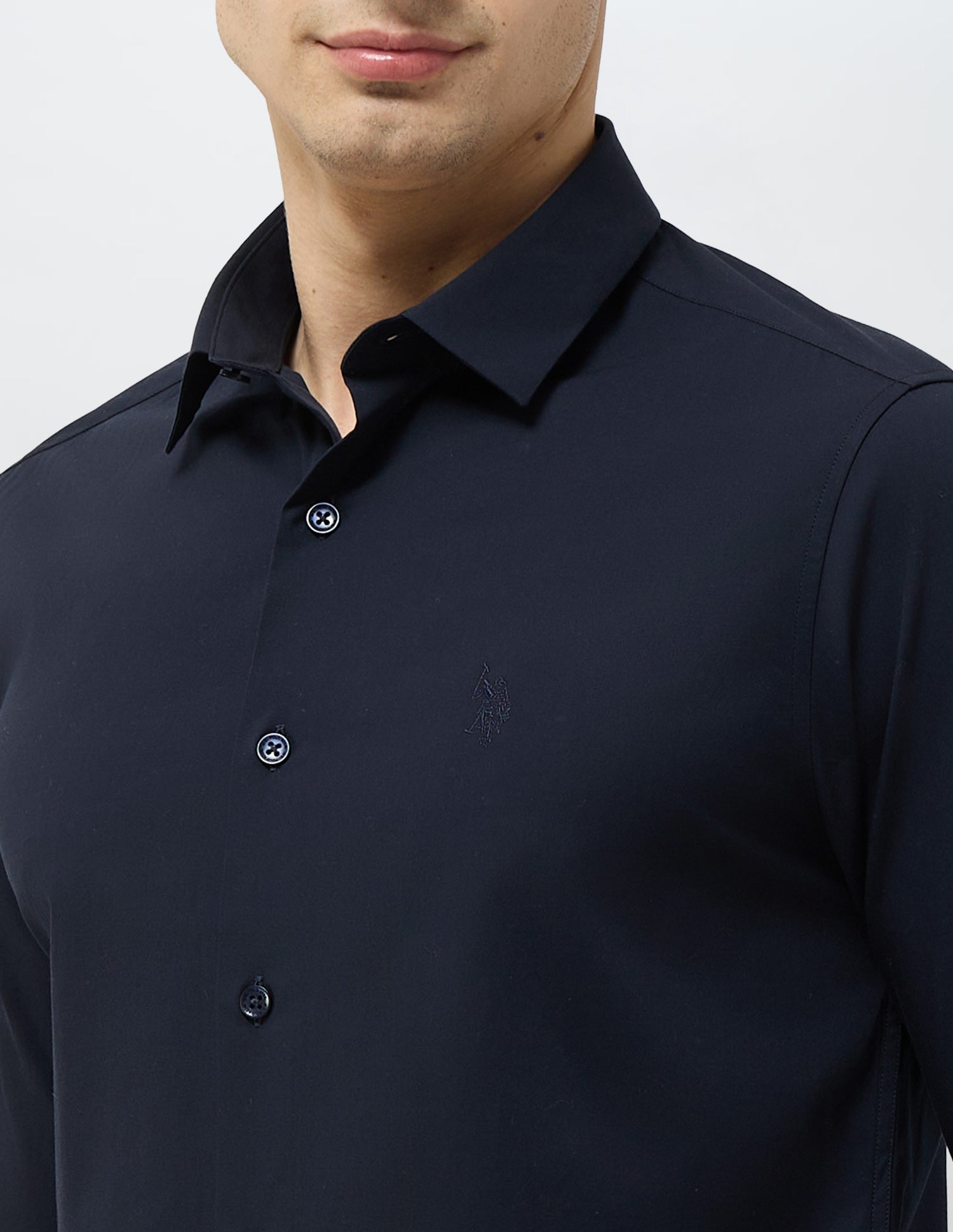 Solid Tailored Fit Shirt Navy - U.S. Polo Assn. India | Large