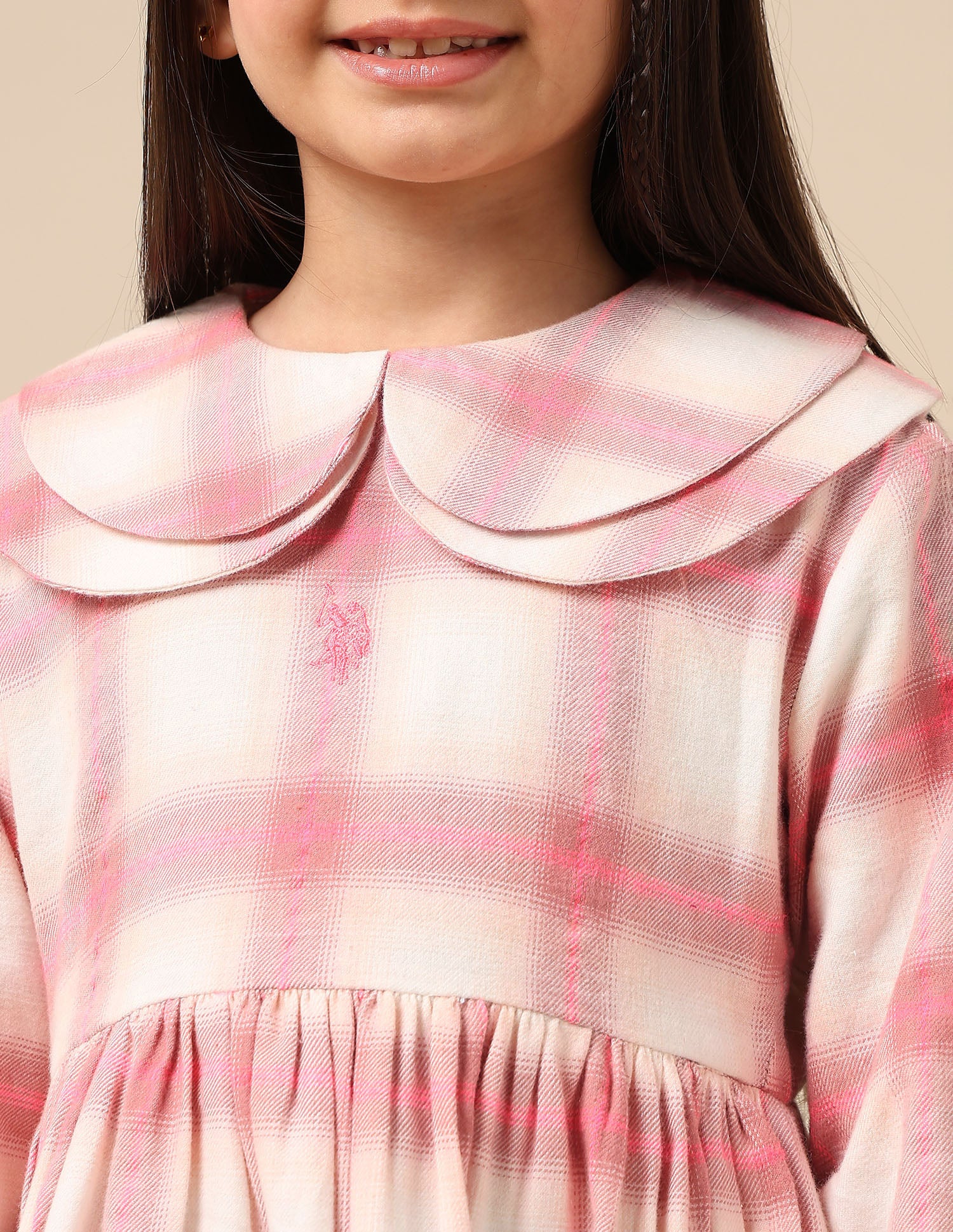 Girls Checked A-Line Dress Pink - U.S. POLO ASSN. | Large
