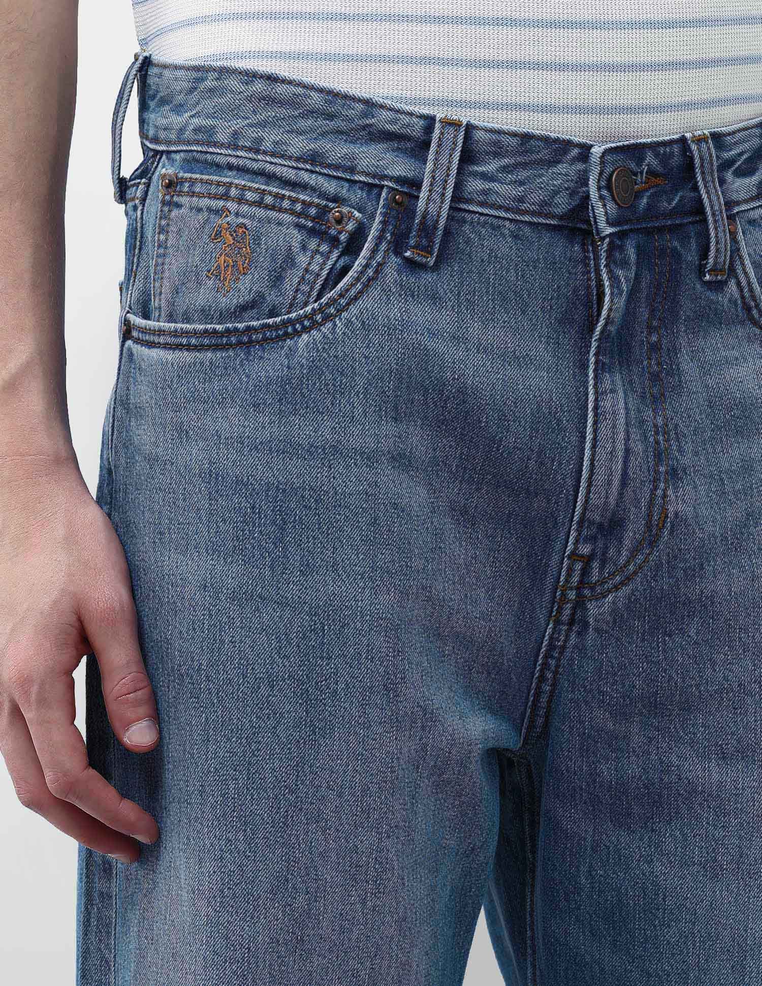 Logan Loose Straight Fit Blue Jeans Mid Blue - U.S. Polo Assn. India | Large