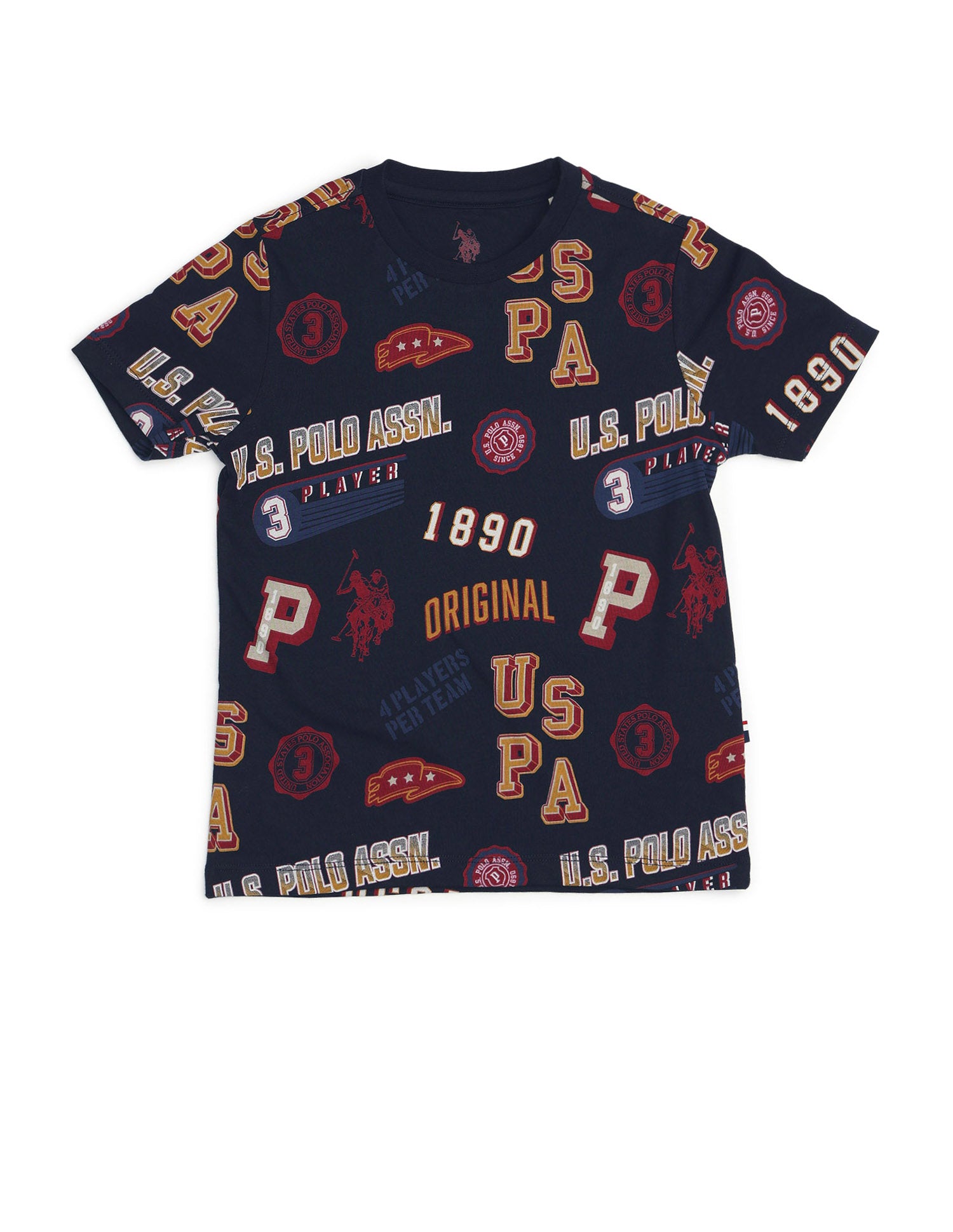 Boys Graphic Printed Pure Cotton T Shirt Navy - U.S. POLO ASSN. | Large
