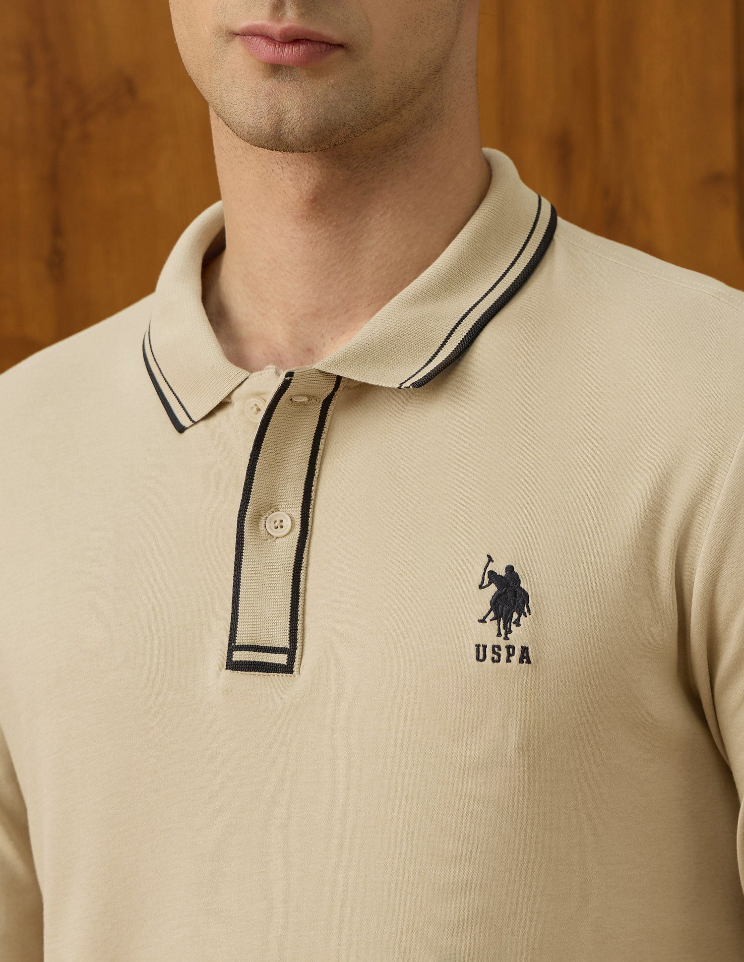 Solid Equestrian Aisle Theater Polo Shirt Khaki - U.S. POLO ASSN. | Large