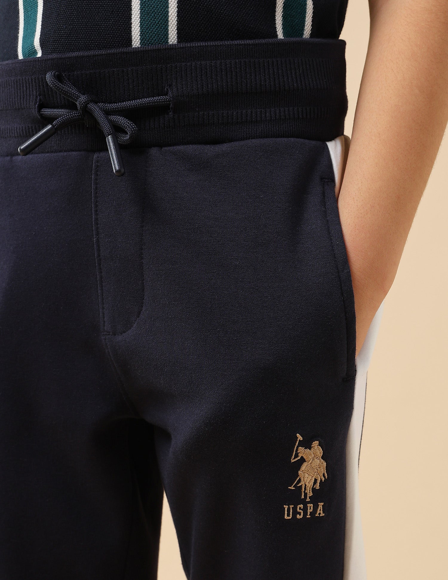 Boys Solid Regular Fit Trackpant Navy - U.S. POLO ASSN. | Large