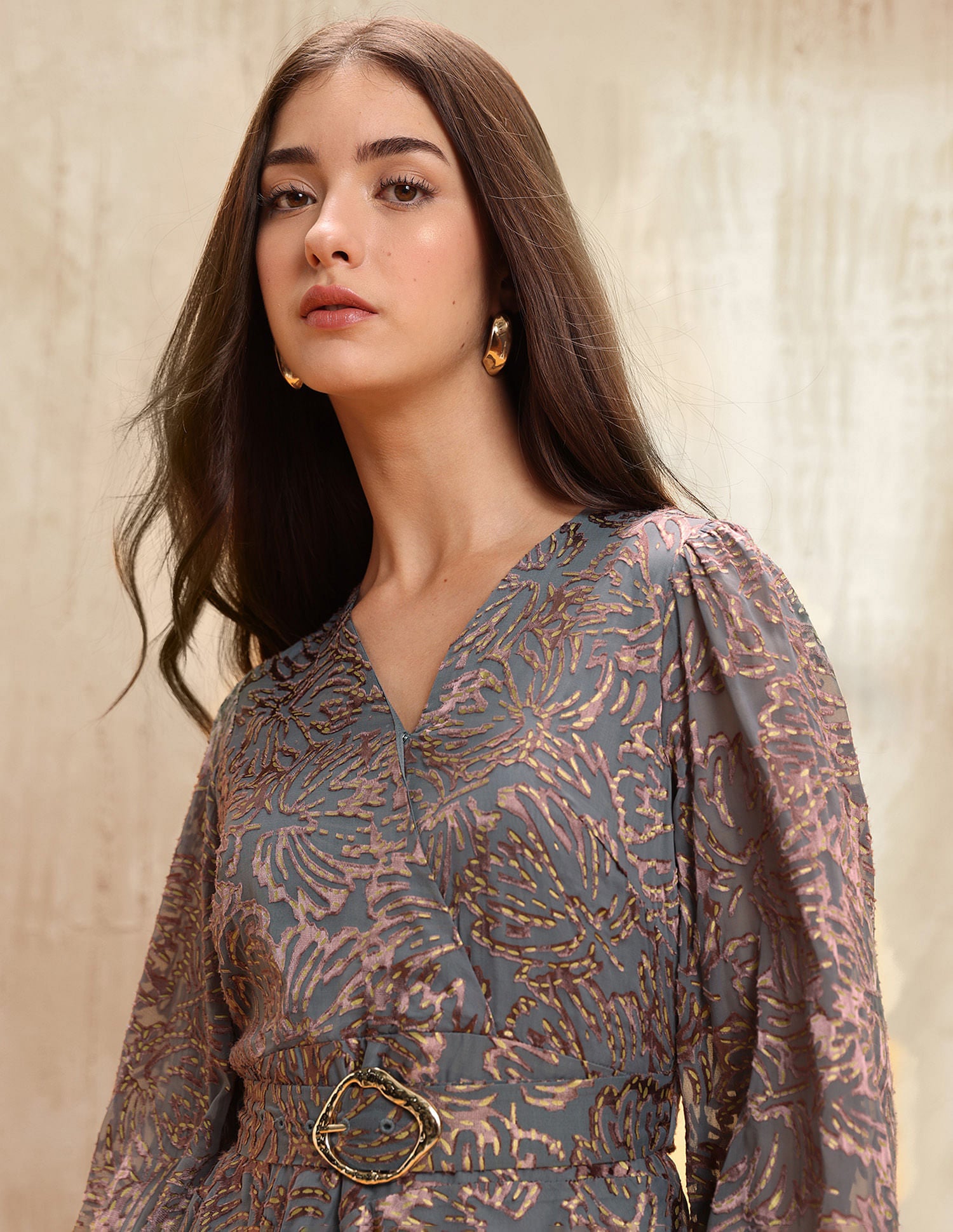 Abstract Printed Fit & Flare Dress With Belt Pink - U.S. POLO ASSN. | Large