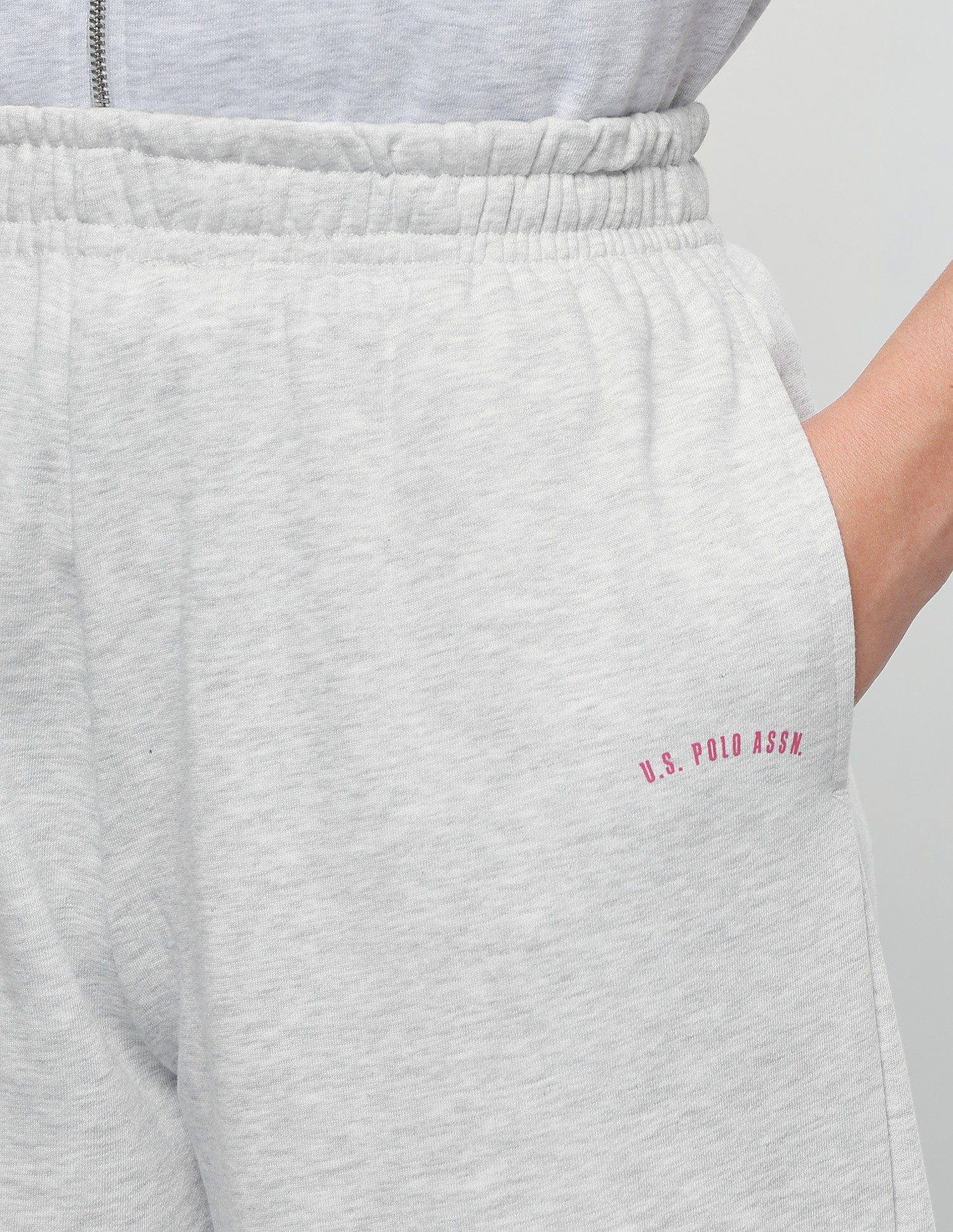 High Rise Barrel Fit Sweatpants Grey Melange - U.S. Polo Assn. India | Large