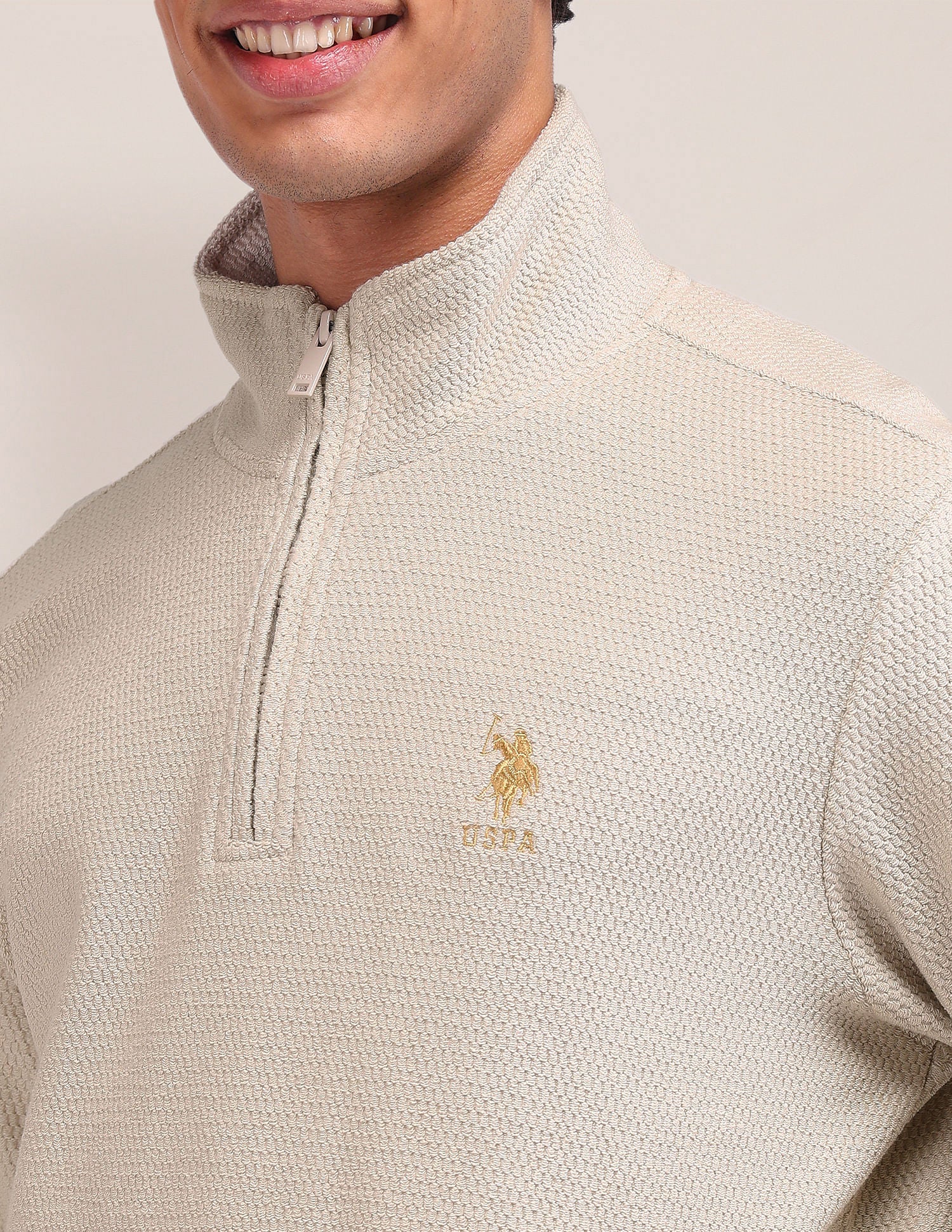 Regular fit Solid Sweatshirt Beige - U.S. Polo Assn. India | Large