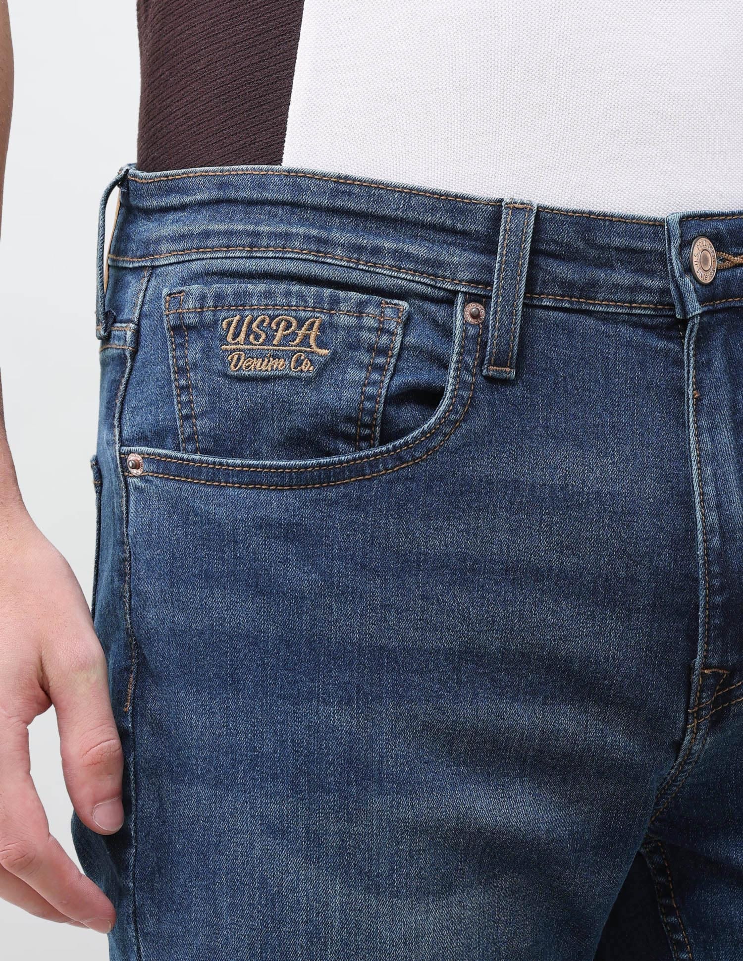 Solid Slim Straight Fit Jeans Blue - U.S. Polo Assn. India | Large