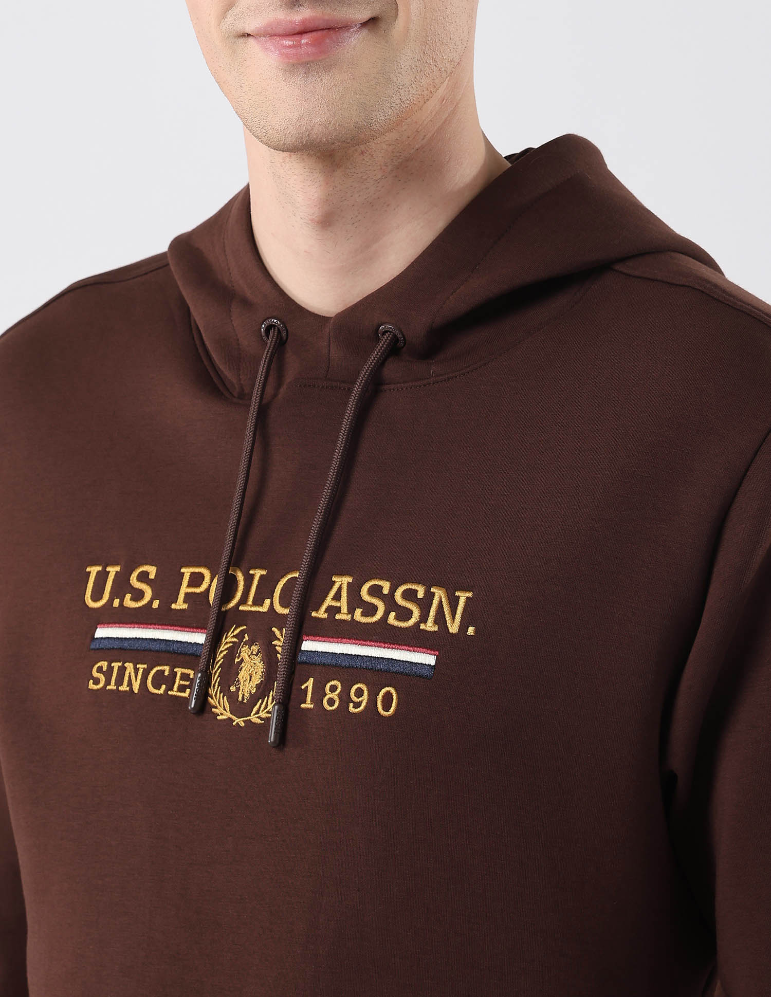 Brand Embroidered Hooded Sweatshirt Dark Brown - U.S. POLO ASSN. | Large