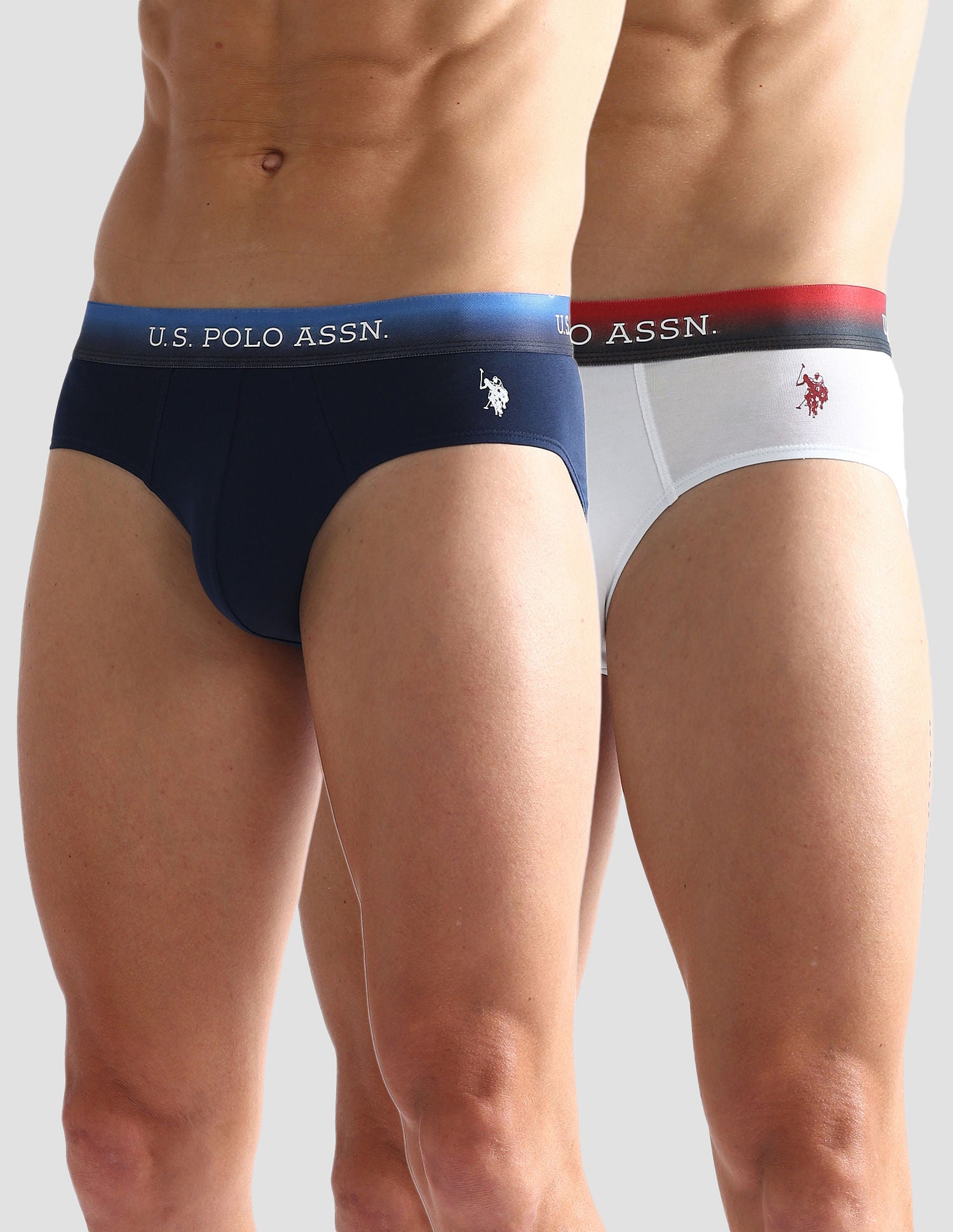 Ombre Waistband Solid OEB05 Briefs - Pack Of 2 Navy and White - U.S. POLO ASSN. | Large