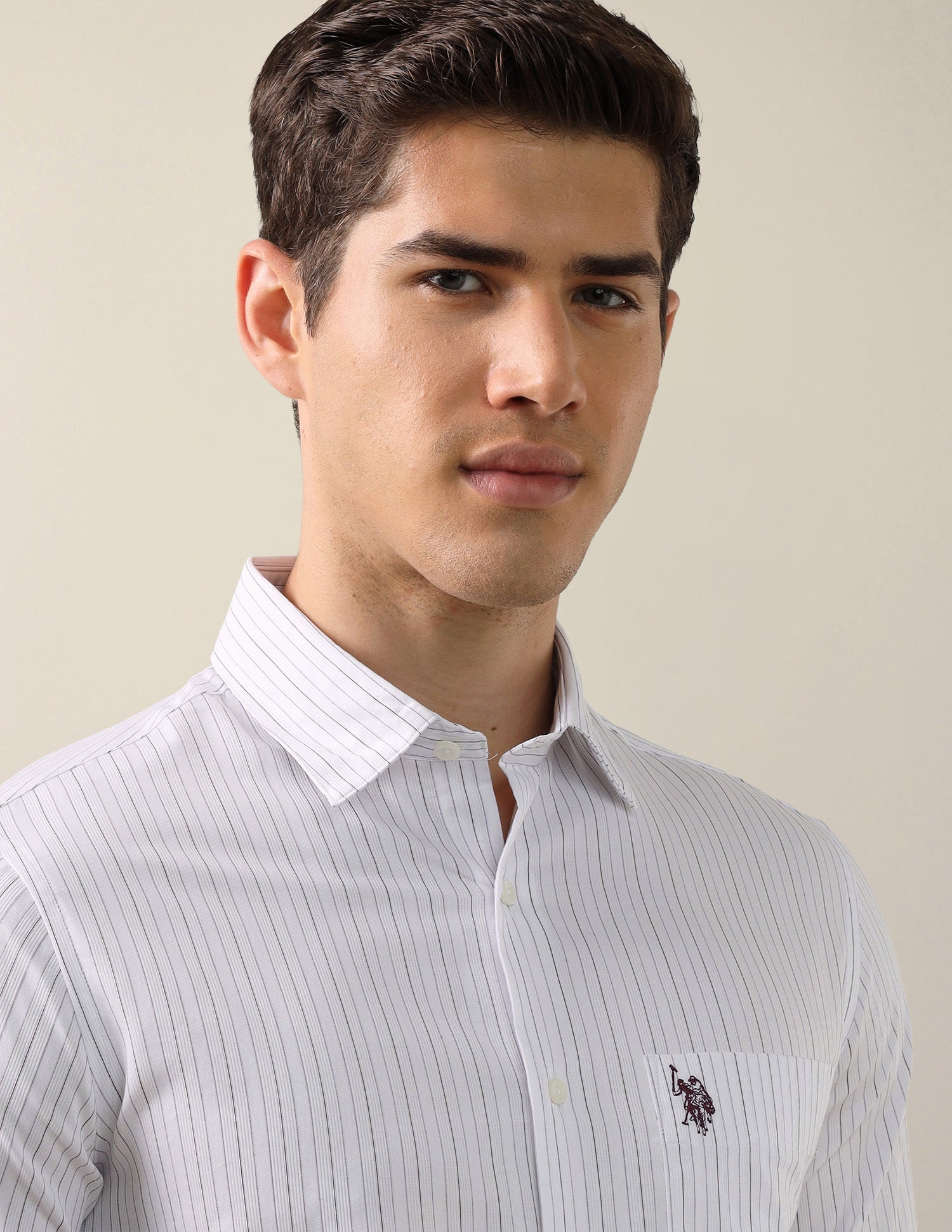 Vertical Striped Tailored Fit Shirt White - U.S. Polo Assn. India | Large