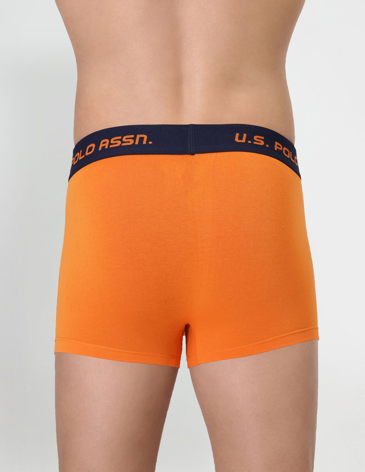 Brushed Elastic Cotton Stretch IYAK Trunks - Pack Of 2 Blue and Orange - U.S. POLO ASSN. | Large