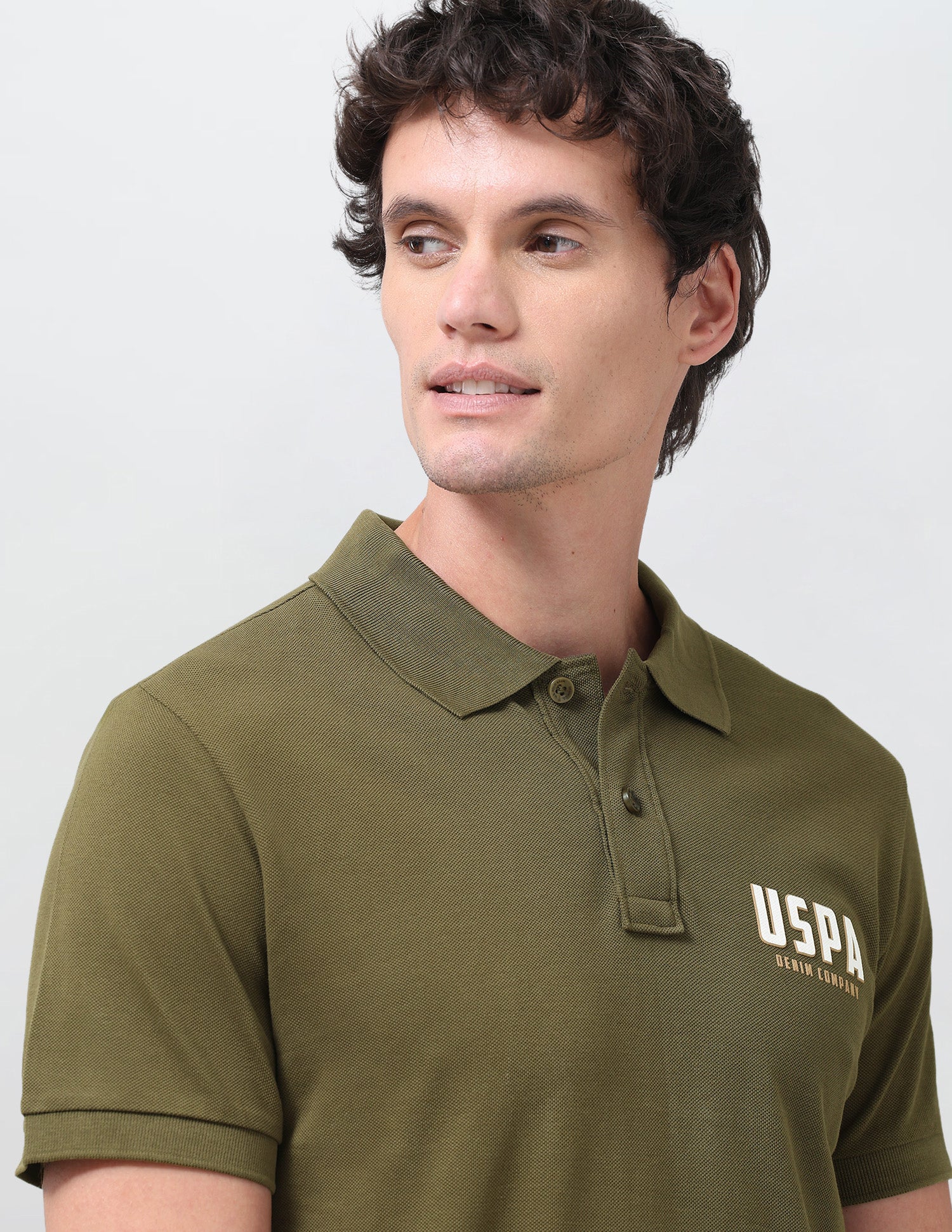 Brand Printed Slim Fit Polo Shirt Olive - U.S. Polo Assn. India | Large