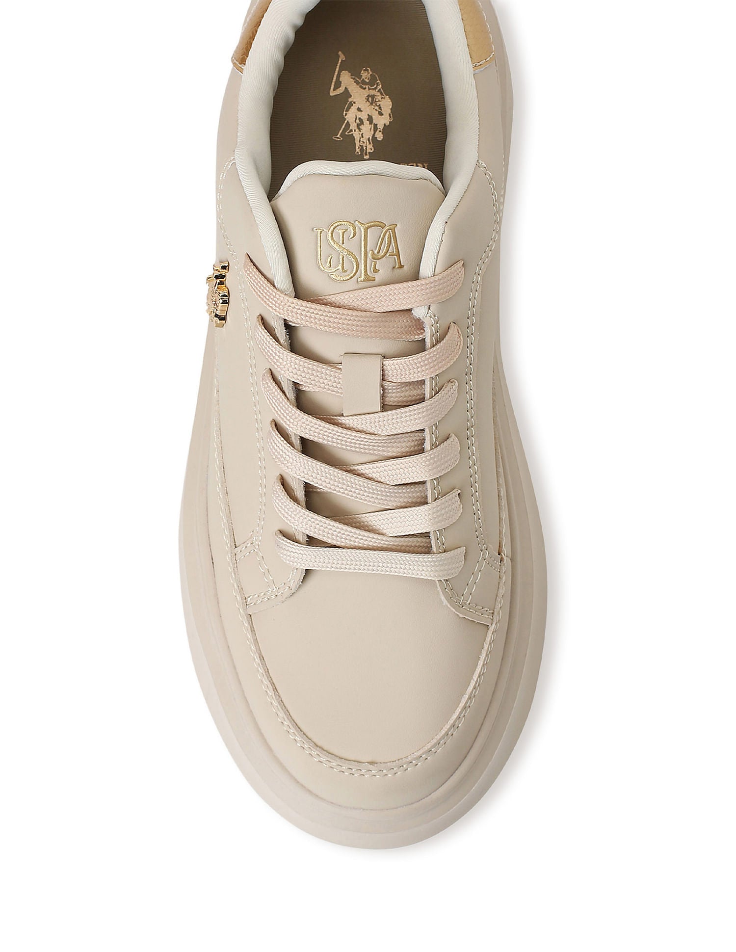 Women Round Toe Solid Eleanaor Sneakers Beige - U.S. POLO ASSN. | Large