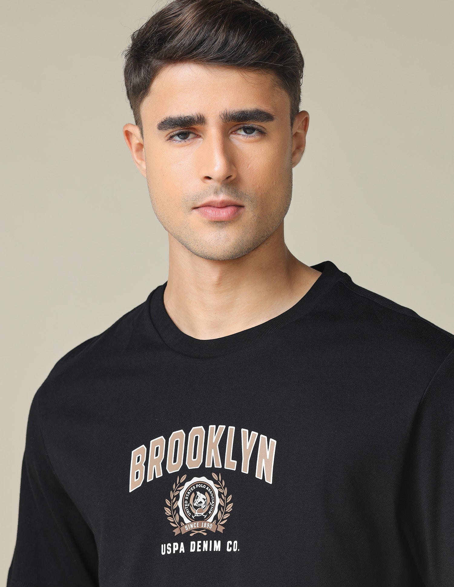 Oversized Fit Typographic Printed T- Shirt Black - U.S. POLO ASSN. | Large