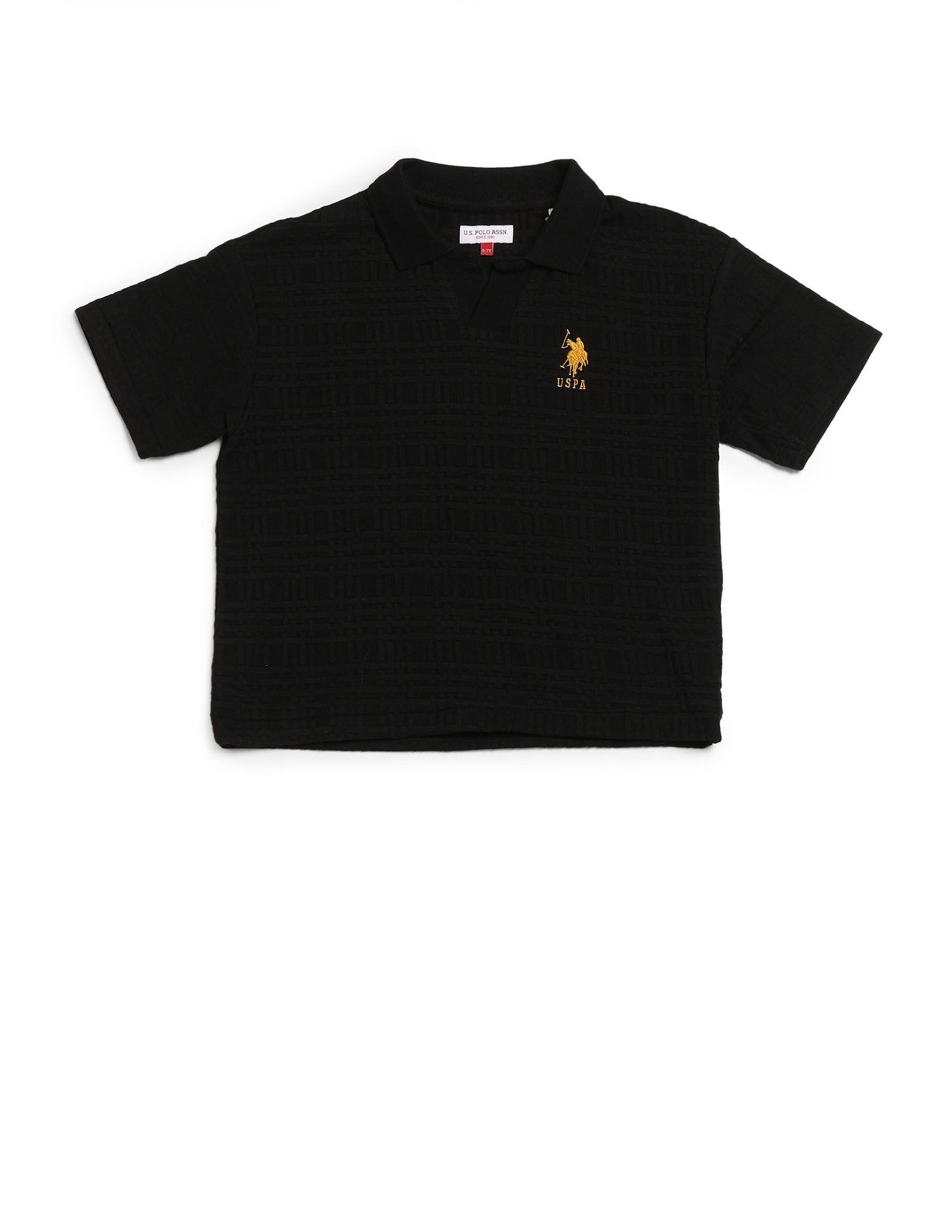 Boys Textured Boxy Fit Polo Shirt Black - U.S. POLO ASSN. | Large