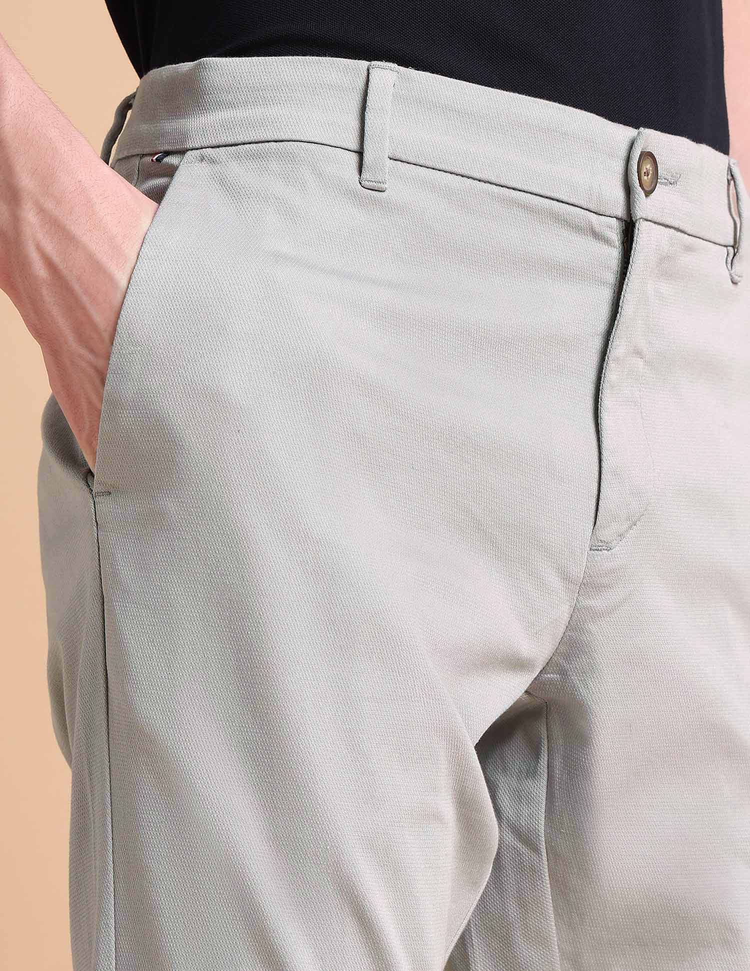 Super Slim Fit Satin Chinos Lightgrey - U.S. POLO ASSN. | Large