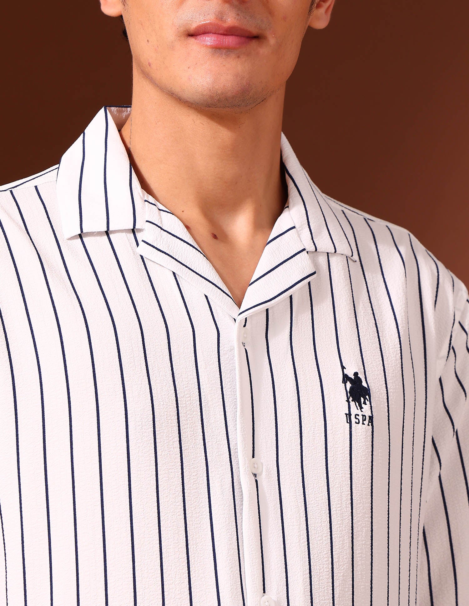Vertical Striped Tailored Fit Shirt White - U.S. Polo Assn. India | Large