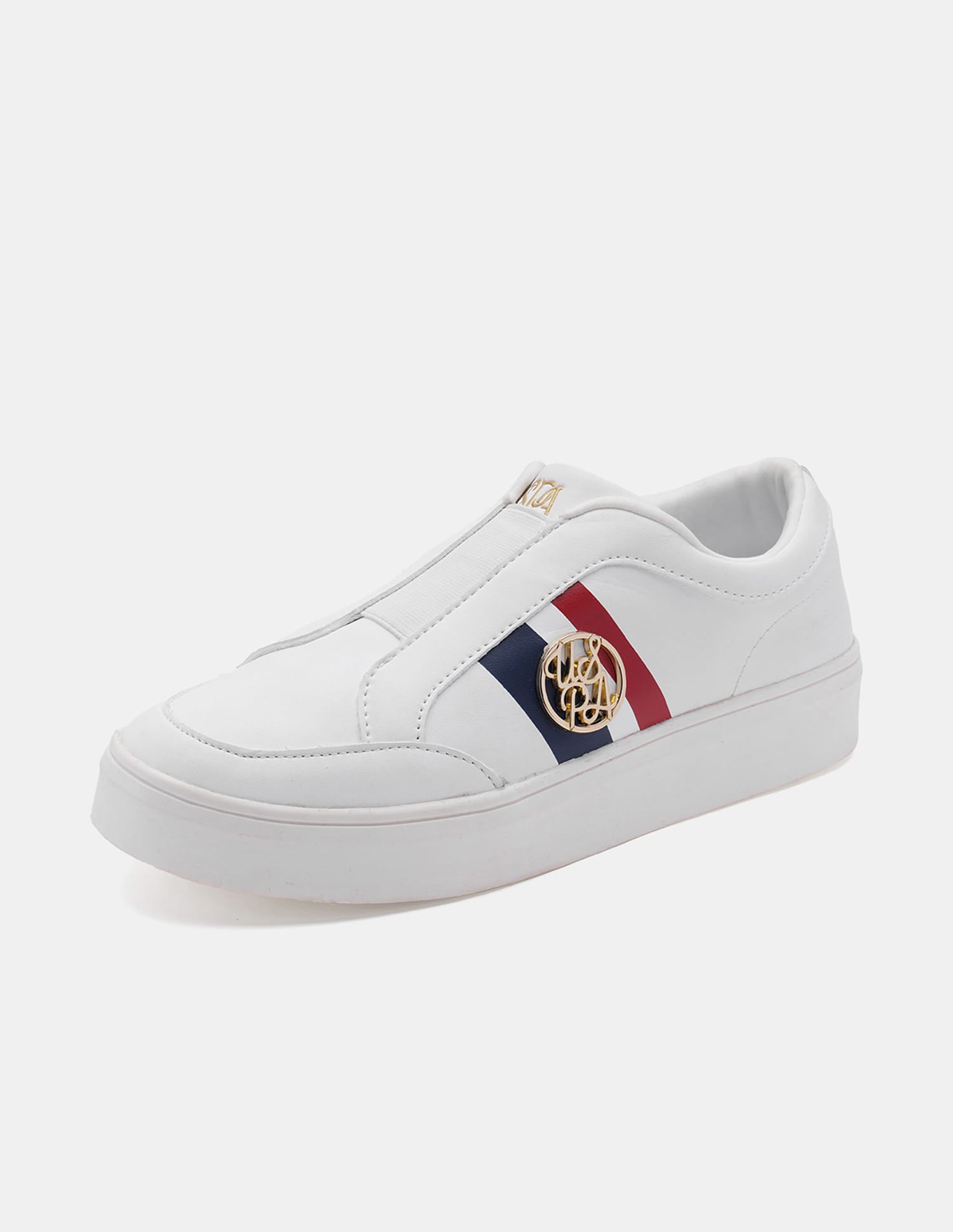 Women Tiziana Striped Sneakers White - U.S. Polo Assn. India | Large