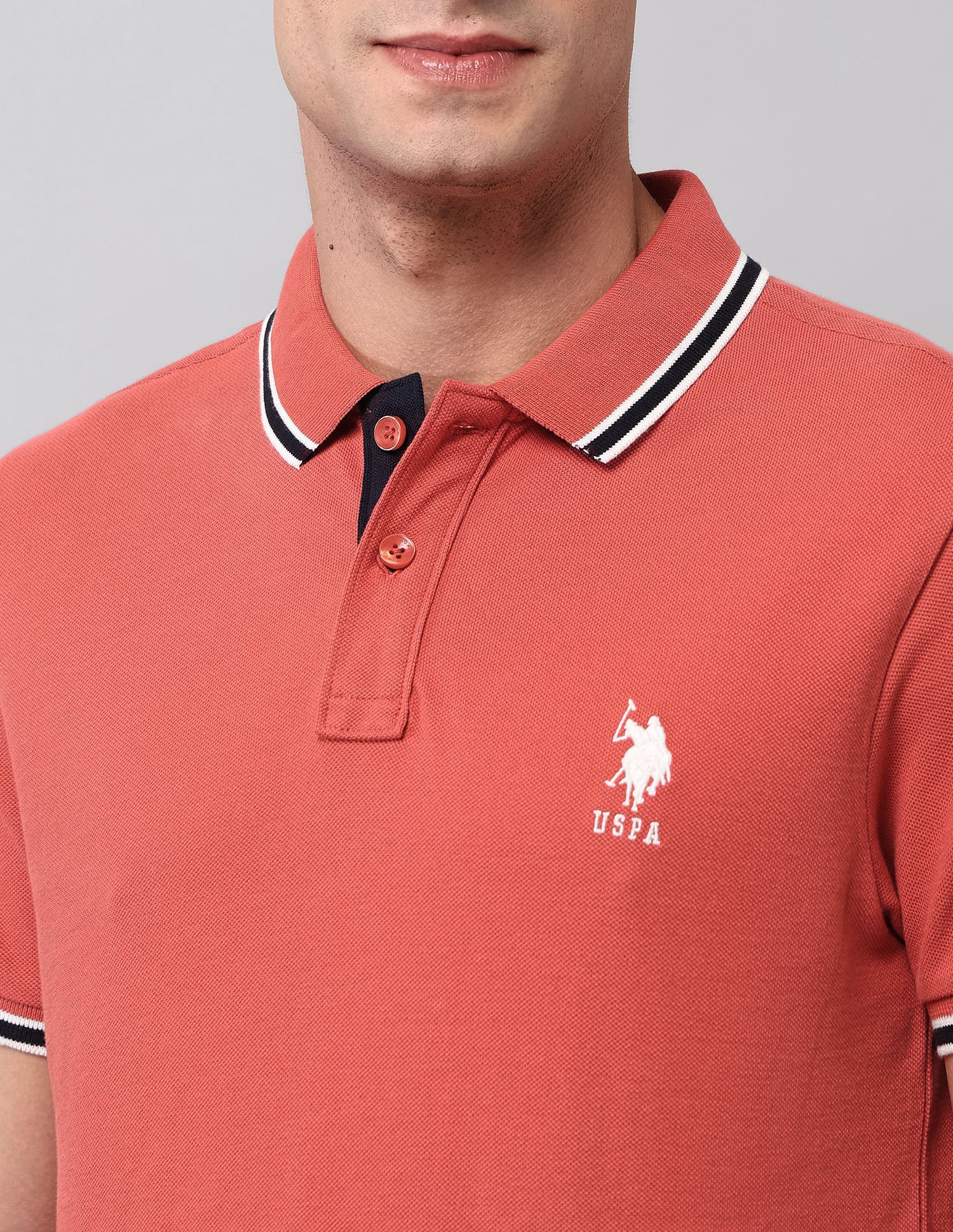 Pure Cotton Solid Polo Shirt Red - U.S. Polo Assn. India | Large