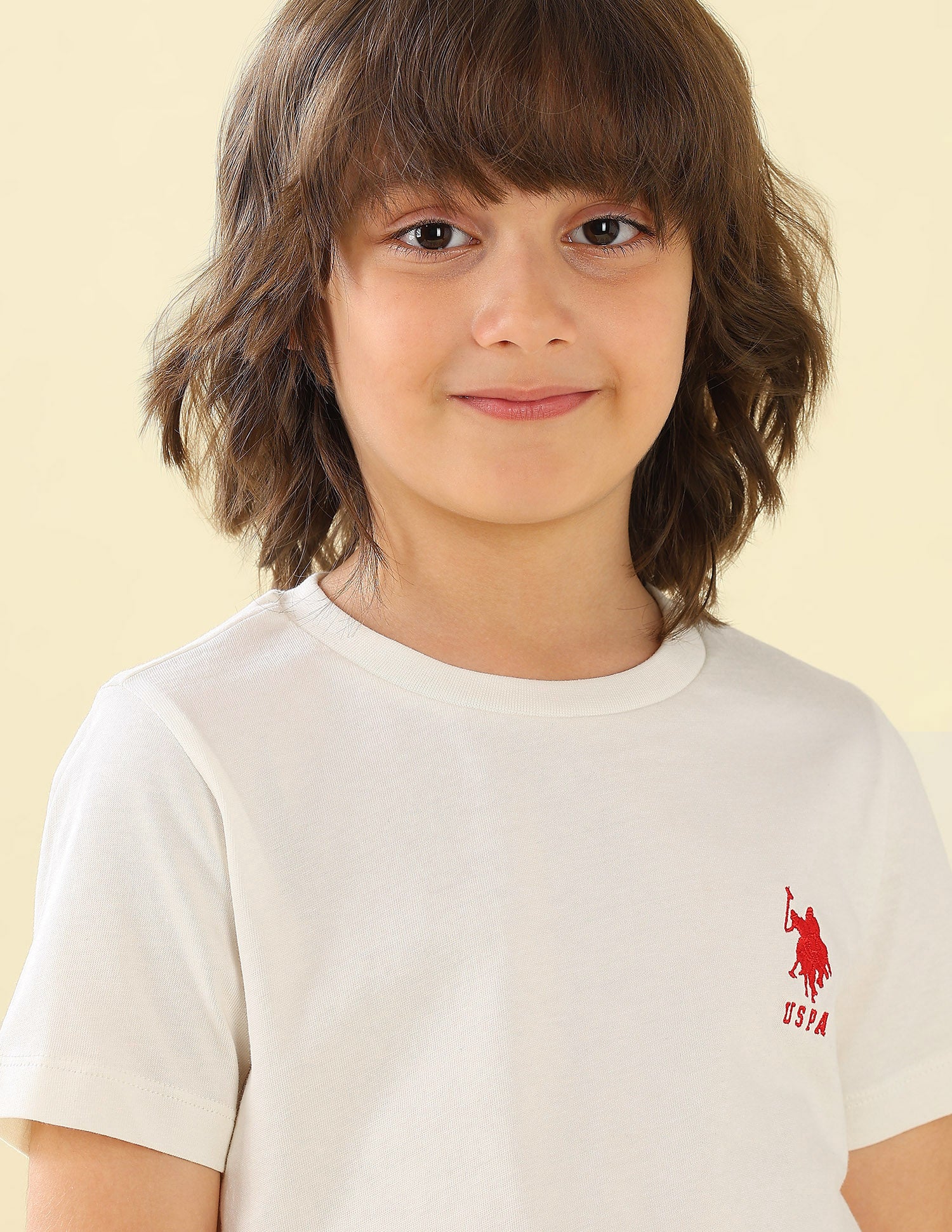 Solid Regular Fit T-Shirt Ivory - U.S. Polo Assn. India | Large
